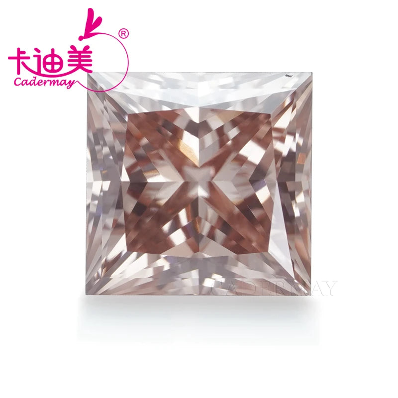 CADERMAY Square Cut EX Fancy Pinkish Brown CVD Lab Grown Diamond - VS2 Clarity Loose Gemstone for Jewelry Making | Engagement Rings, Necklaces & Custom Jewelry Designs