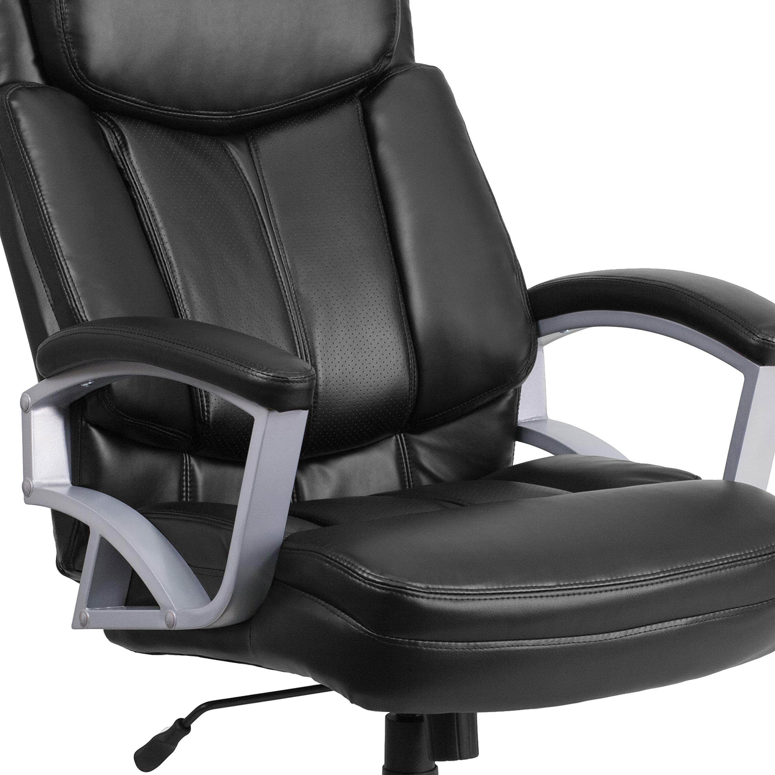500 lb. Heavy Duty Big & Tall Black LeatherSoft Executive Swivel Ergonomic Office Chair with Lumbar Support - Perfect for Home Office, Gaming, and Conference Rooms
