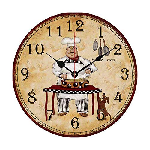 Funny Chef Cooking with Dog Wall Clock - 10 Inch Unique Kitchen Decor for Home, Bedroom, Living Room - Perfect for Nautical & Country Style Homes | Ideal for Cooking Enthusiasts & Pet Lovers