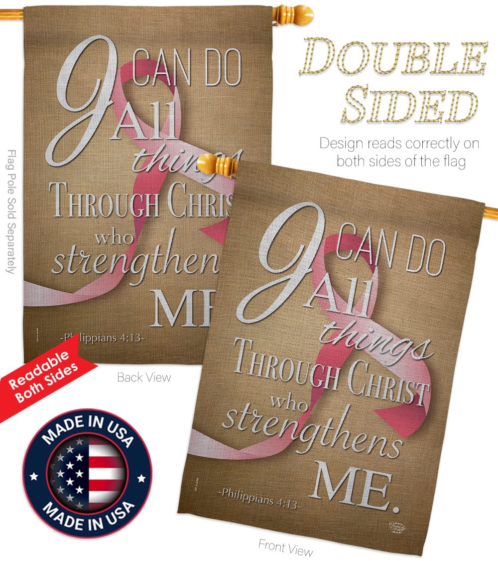 Double-Sided 28x40 Inch Inspirational Pink Ribbon Garden House Flag - Breast Cancer Awareness, Autism Support & BLM Motivational Yard Banner - Perfect for Front Yard Decor, Survivor Gifts & Awareness Events