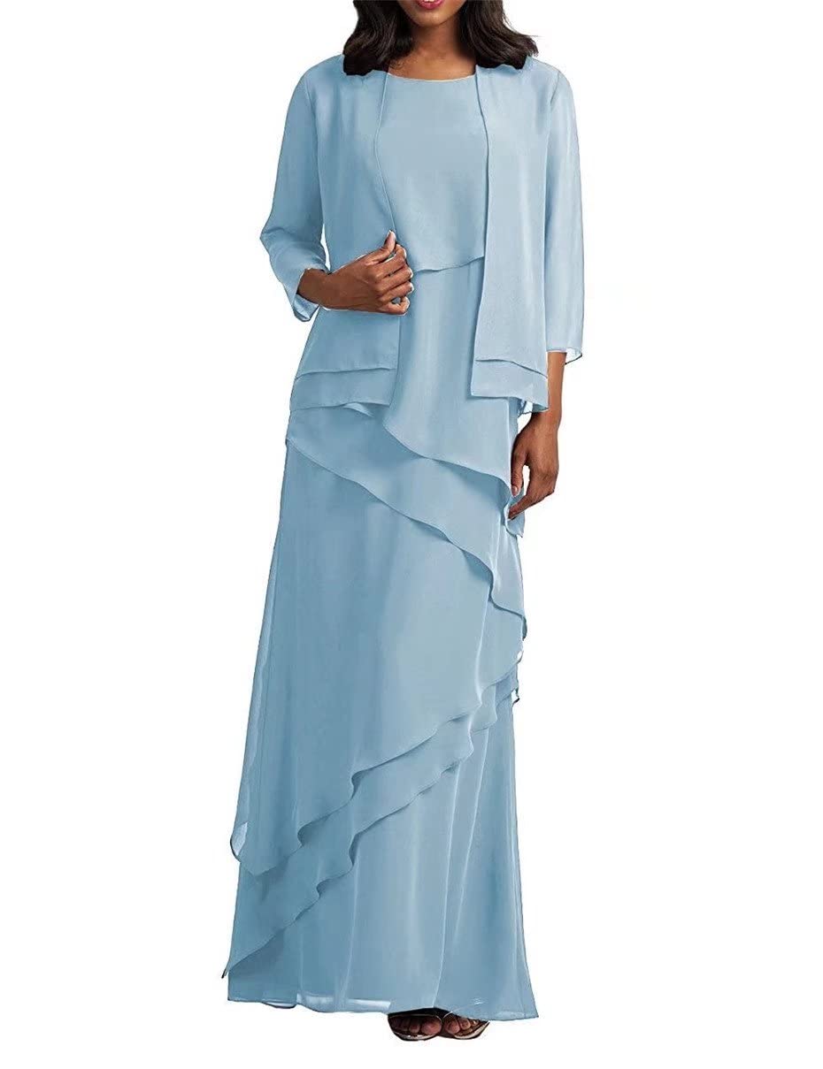 Elegant Mother of The Bride Dresses with Jacket - Chiffon Long Prom Gowns for Plus Size Women - Perfect for Weddings, Formal Evenings & Special Occasions