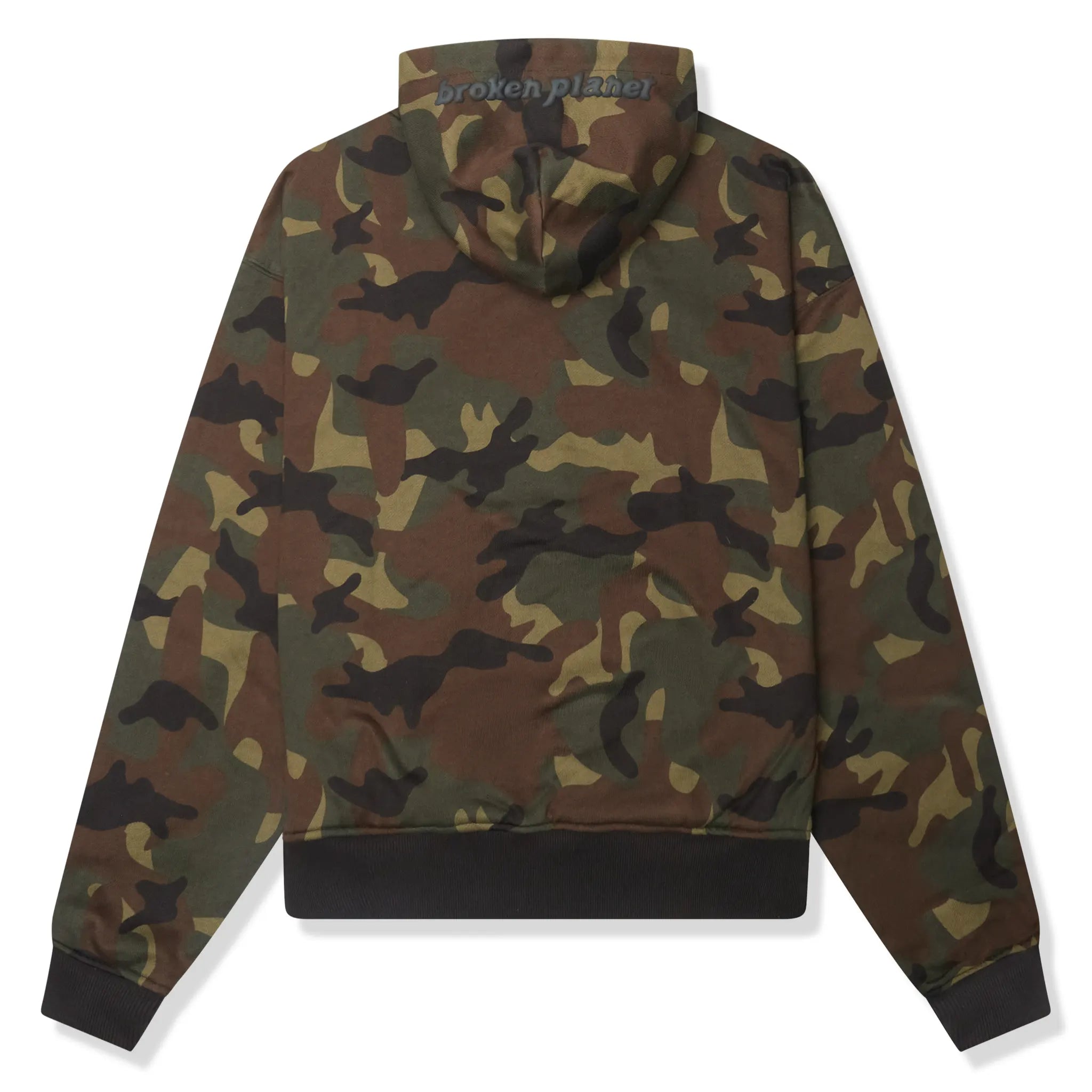 Broken Planet Camo Green Zip-Up Hoodie for Men & Women | Streetwear Fashion, Casual Wear, Outdoor Activities