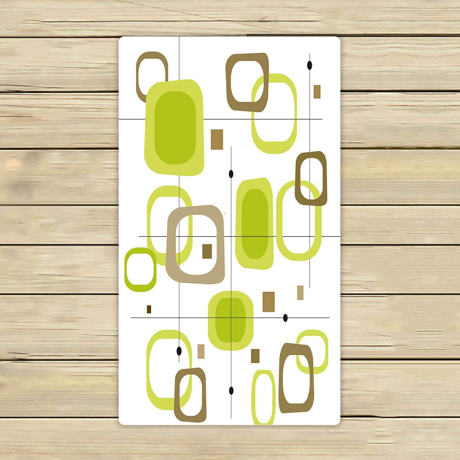 Retro Lime Green & Brown Square Spot Beach Towel - 16x28 Inch Soft Absorbent Bath & Shower Towel for Home, Pool, Travel & Outdoor Use
