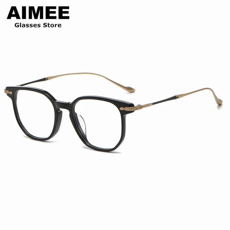 Aimee Unisex Full Rim Square Titanium Acetate Eyeglasses Frame 945887 - Lightweight Durable Eyewear for Work, Reading & Fashion