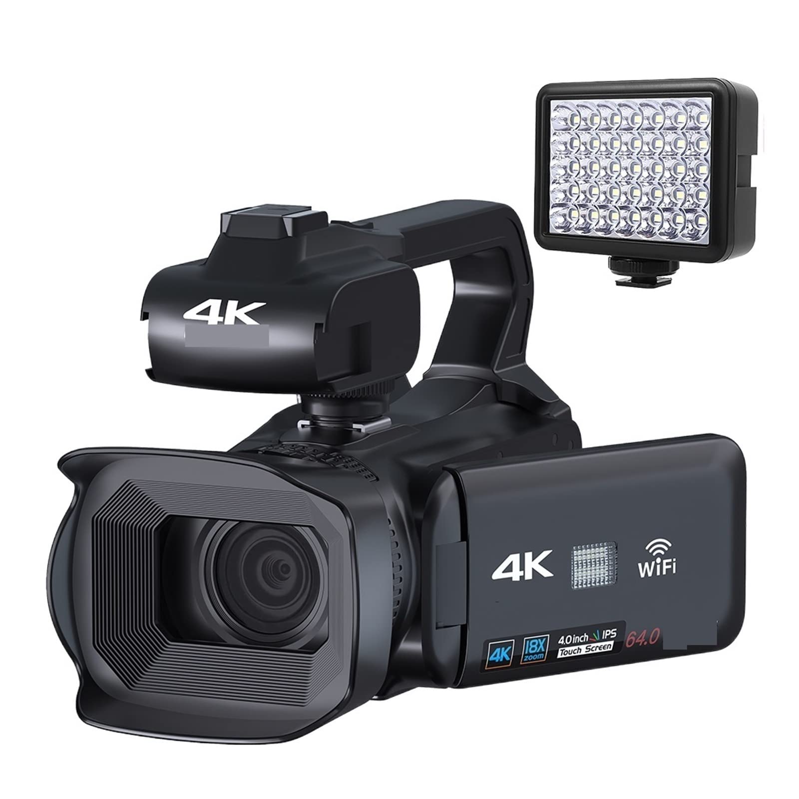 AUBEST 4K Video Camera Camcorder - 64MP Digital Camera with Rotating Touch Screen, Live Streaming, Built-in MIC & Light - Perfect for Vlogging, YouTube Recording, Travel Filming (Includes 32GB SD Card)