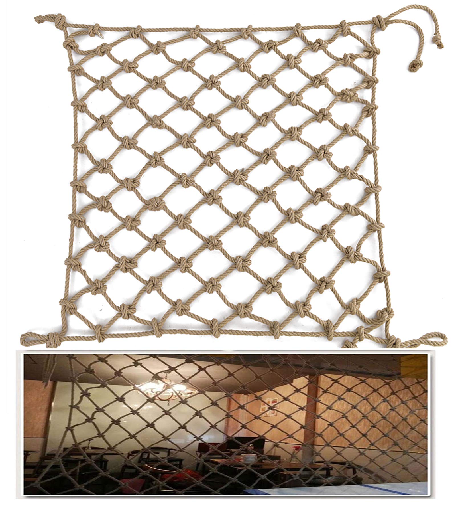 Premium 4mm Hemp Rope Net - 10cm Mesh Garden Bundling, Fitness & Decorative Net for Ceiling, Hammocks, DIY Projects | Perfect for Outdoor Activities, Home Decor & Yoga Accessories