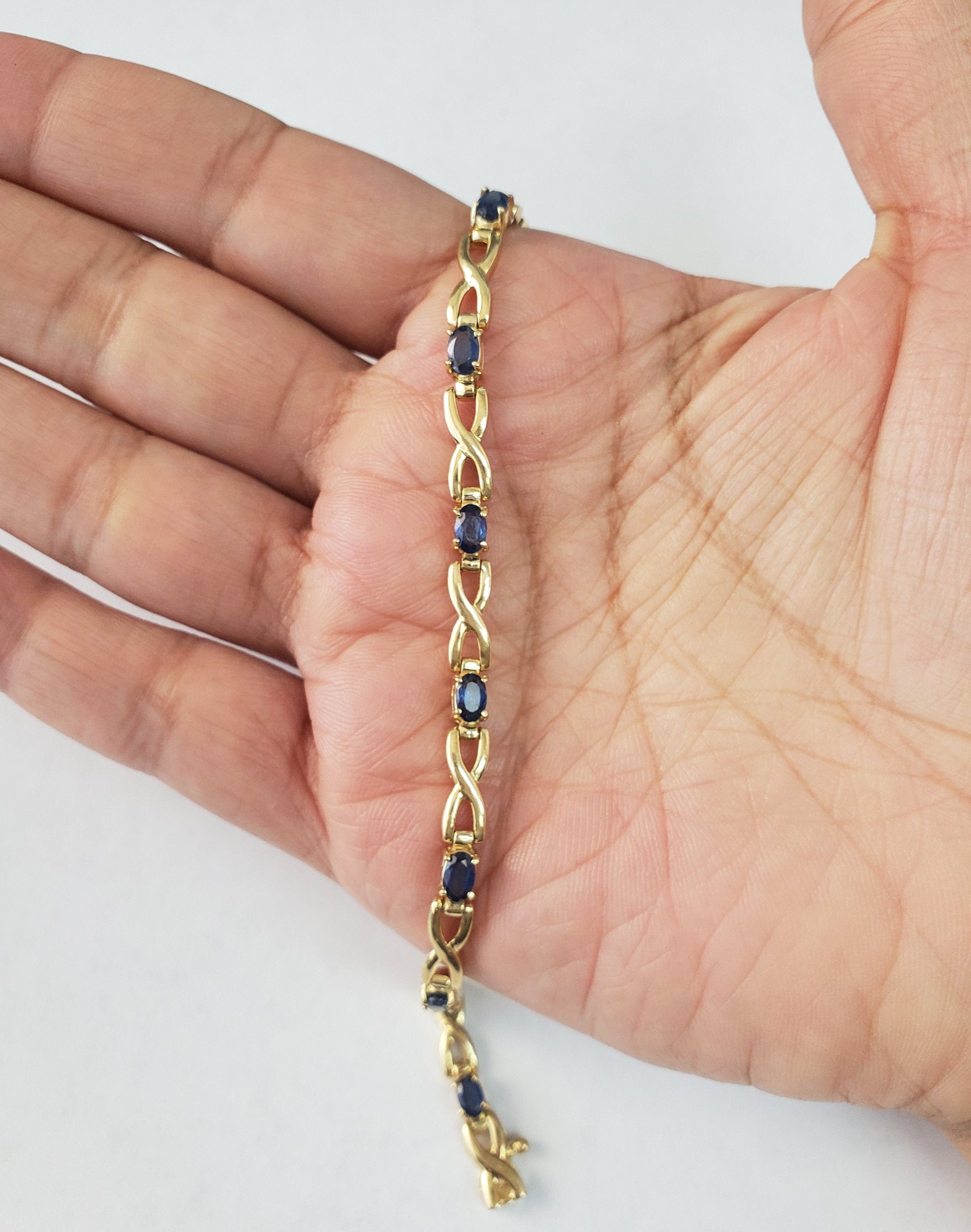 1.50cttw Sapphire Infinity Tennis Bracelet in 14k Yellow Gold - Elegant Jewelry for Women, Perfect for Weddings, Anniversaries & Special Occasions