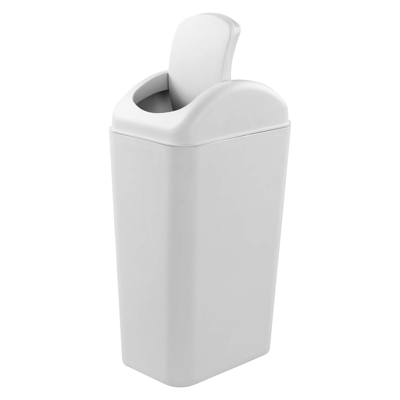 13.2L (3.5 Gallon) Heavy-Duty Plastic Trash Can with Lid - Grey Kitchen Garbage Bin for Home, Office, Bathroom & Outdoor Use - 1 Pack