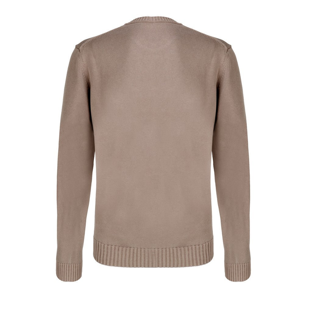 FERRANTE Women's Cotton Crewneck Long Sleeve T-Shirt - Soft Basic Taupe Top for Casual Wear, Layering & Everyday Comfort