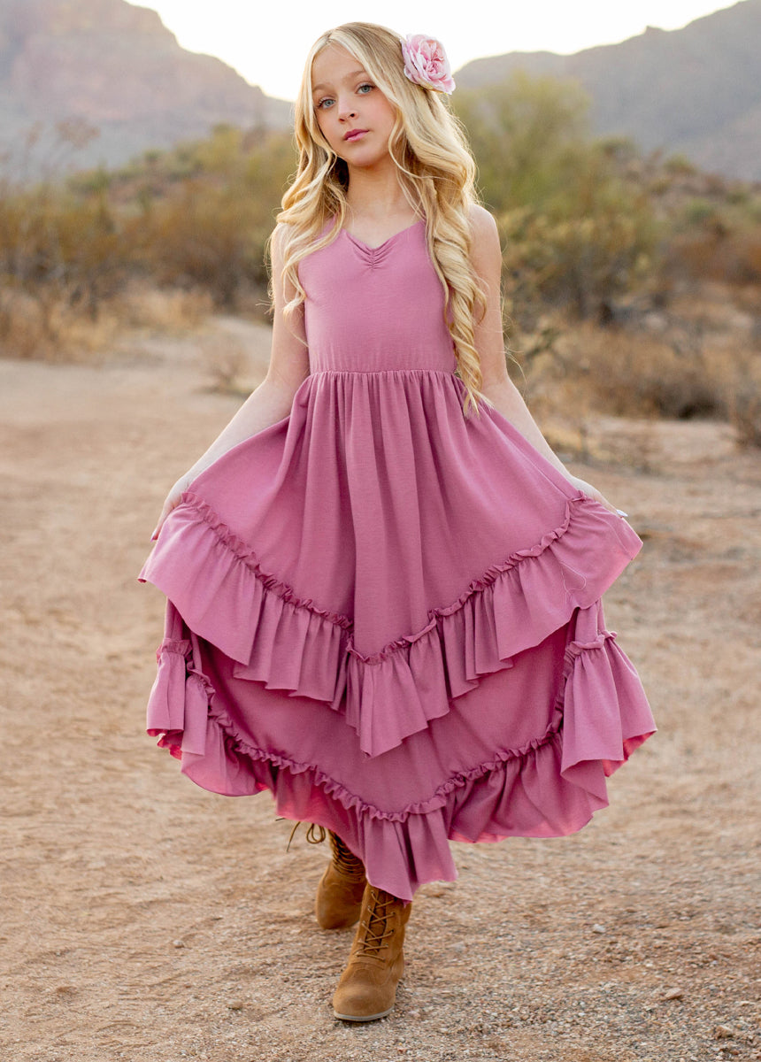 Jenny Dress in Mauve - Elegant Flowy Midi Dress for Women | Perfect for Weddings, Parties & Special Occasions