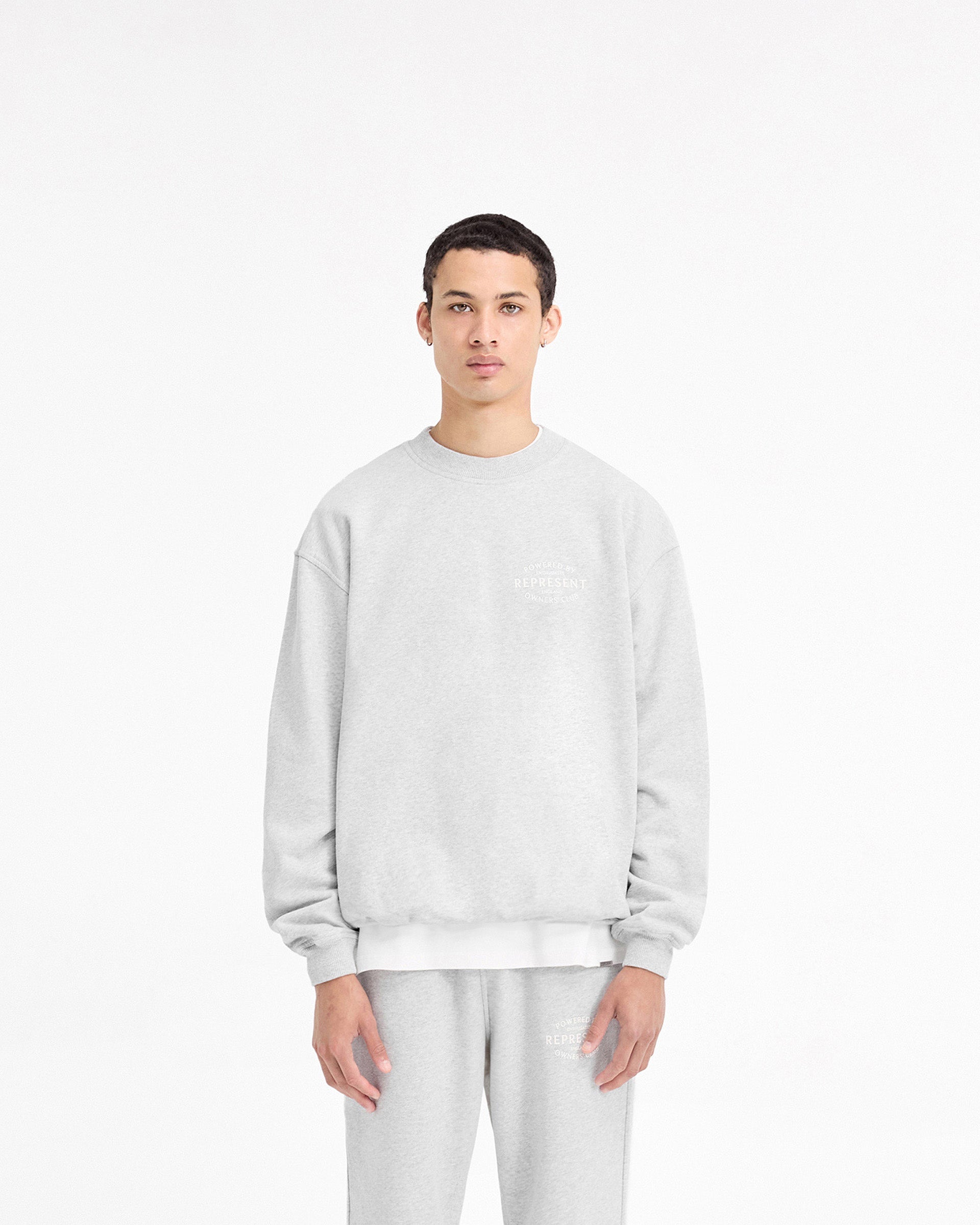 Represent Owners Club Stamp Sweater - Ash Grey | Premium Streetwear Pullover for Men & Women | Perfect for Casual Outfits, Street Style & Winter Layering