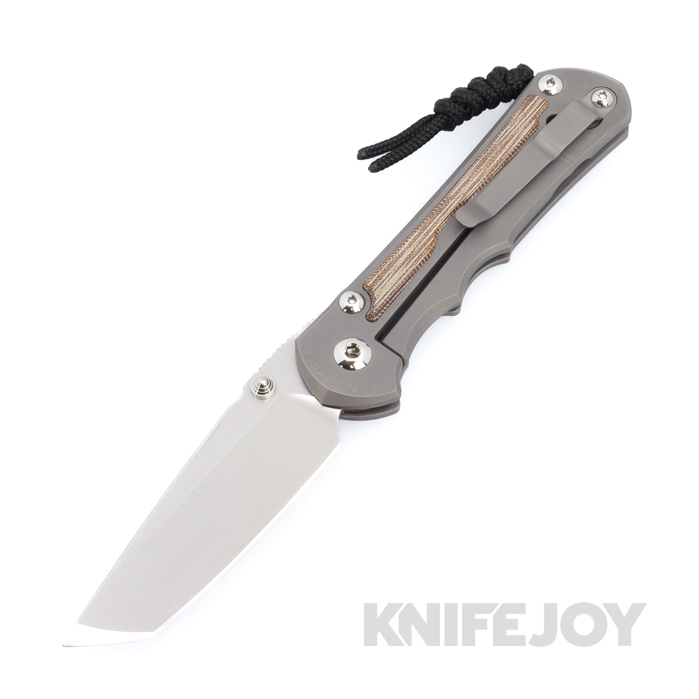 Chris Reeve Knives Large Inkosi Left Hand Plain Tanto Magnacut Blade with Natural Canvas Micarta Inlay & Glass Blasted Titanium Handles - Premium EDC Folding Knife for Outdoor, Camping, Hunting and Tactical Use