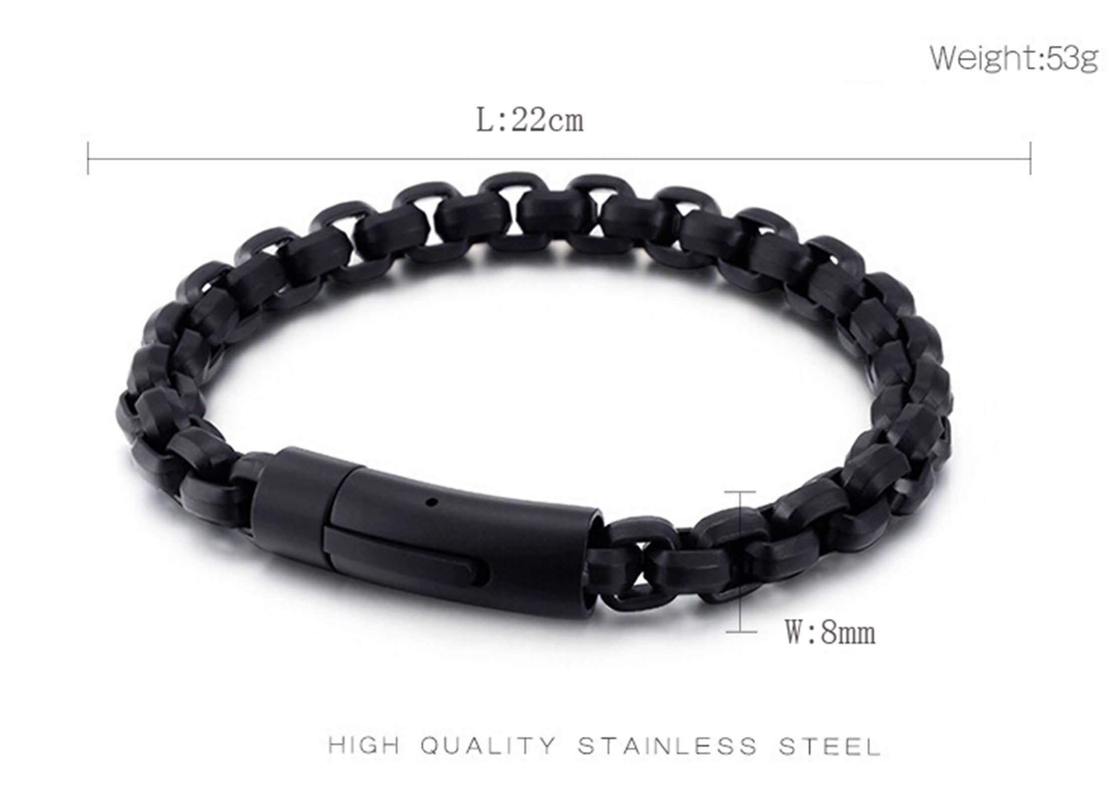 ANAZOZ Men's Stainless Steel Chain Bracelet - Black Adjustable Bangle for Casual Wear & Gifts - Perfect for Everyday Style, Date Nights & Special Occasions
