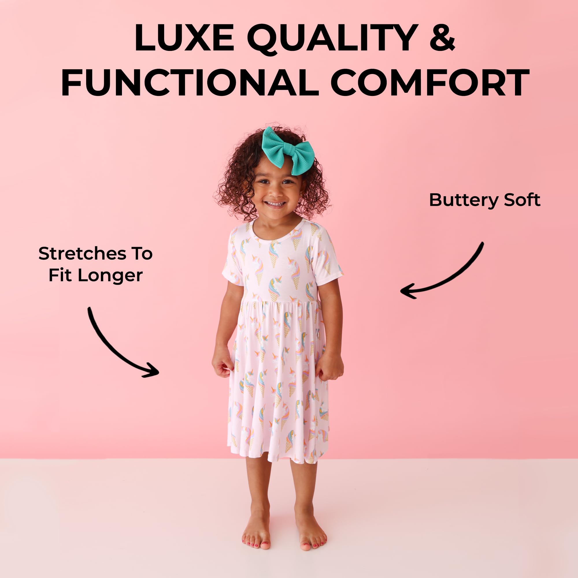 Posh Peanut Girls' Ruffled Twirl Dress - Soft Bamboo Viscose Toddler Summer Dress for Little Girls | Perfect for Playdates, Parties & Special Occasions
