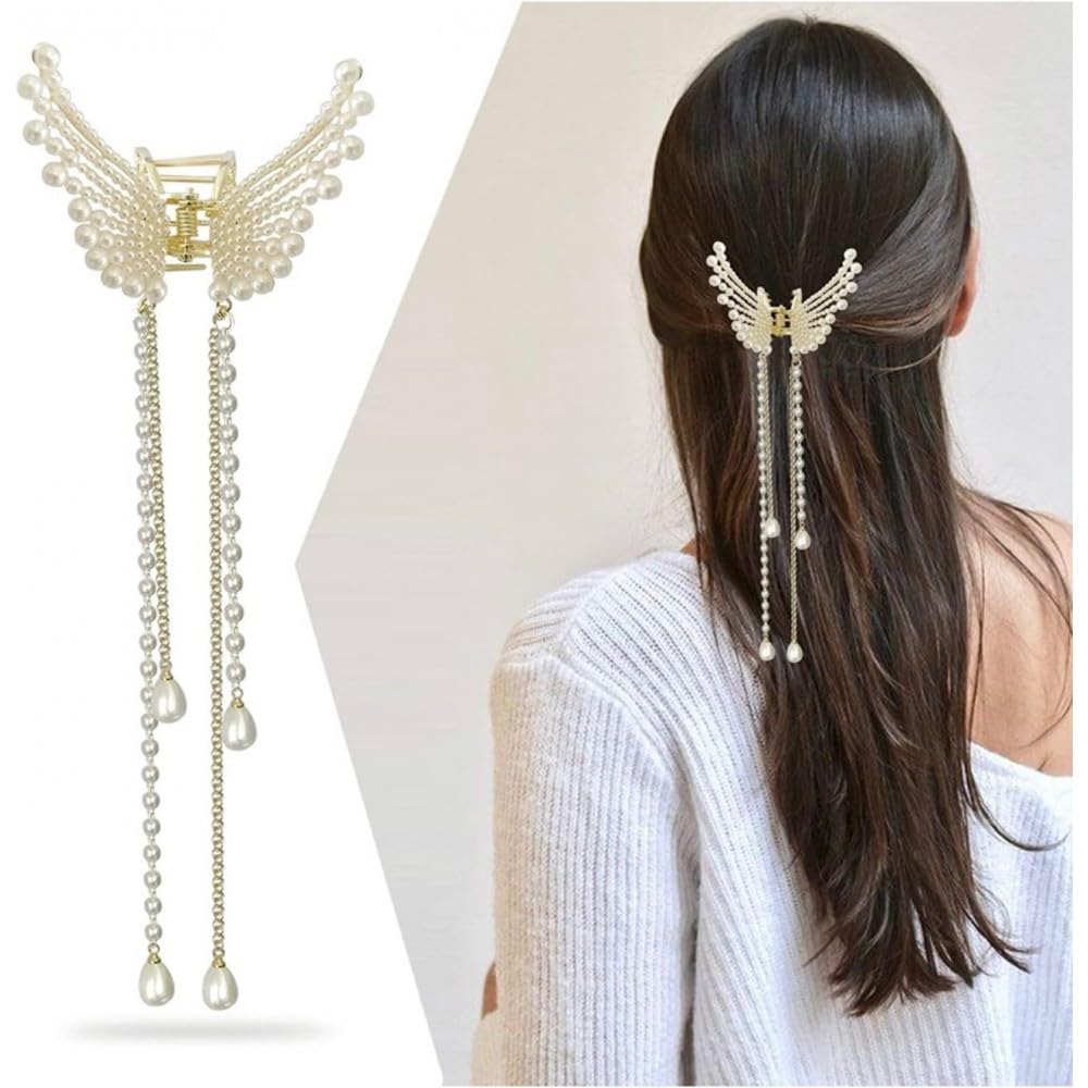 Aaradhya Priyal 1PCS Butterfly Metal Hair Claw Clip - Non-Slip Hair Clamp with Tassel for Women & Girls - Perfect for Thick & Thin Hair Styling - Great for Parties, Weddings, and Everyday Use