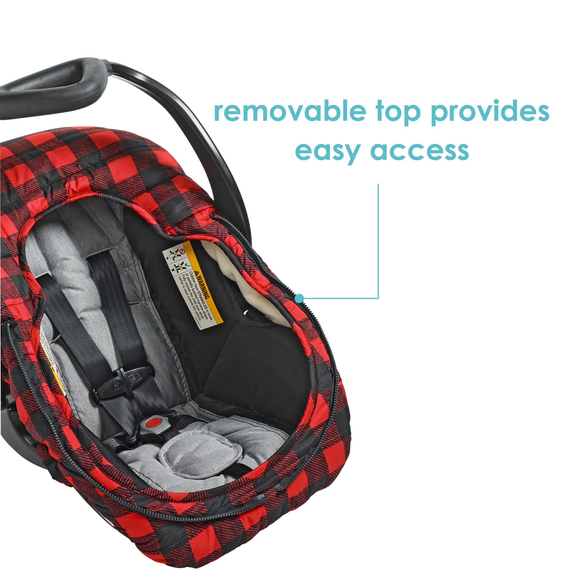 JJ Cole Infant Car Seat Cover - Winter Resistant Stroller & Baby Carrier Cover in Buffalo Check Plaid - Keep Baby Warm & Cozy for Outdoor Walks, Shopping & Travel