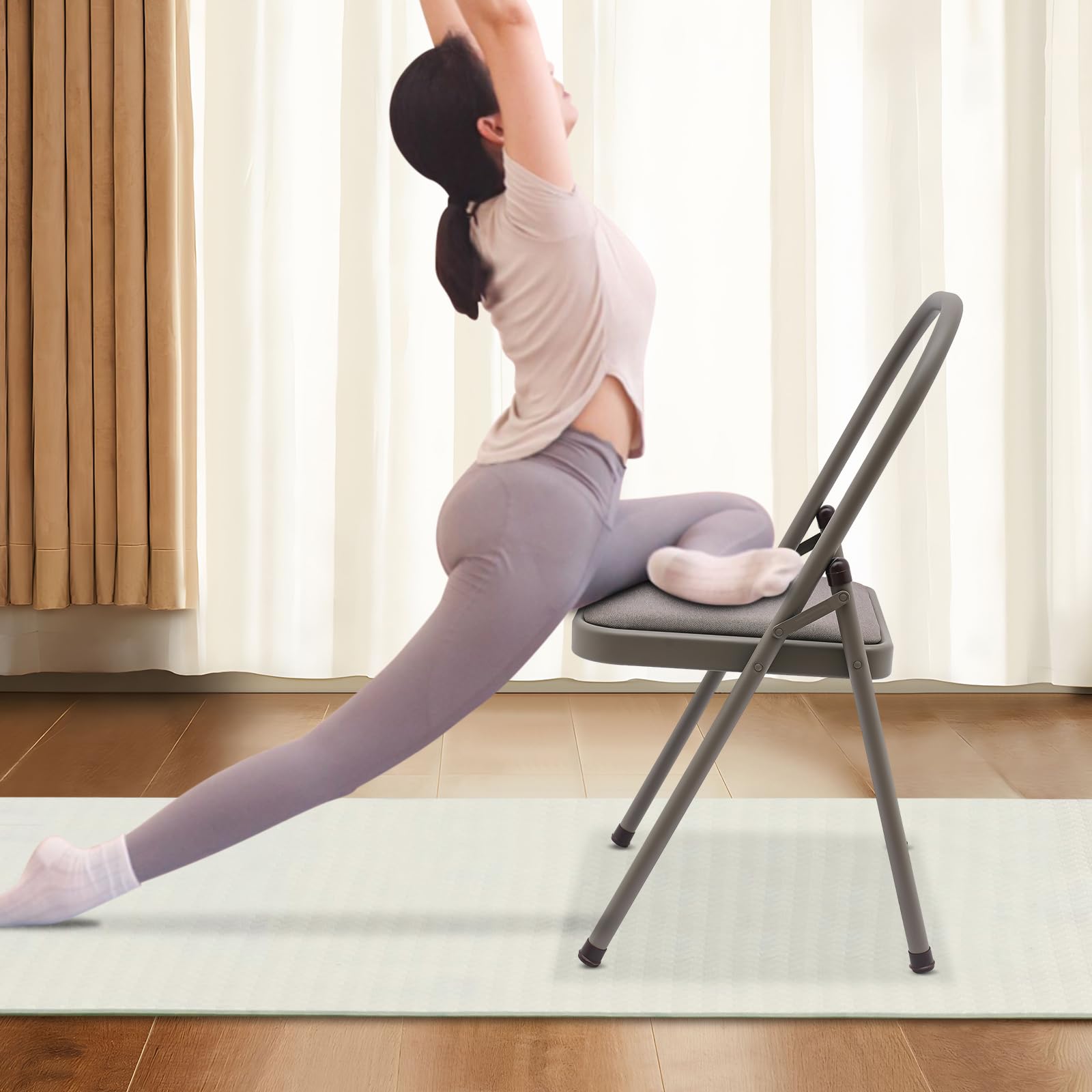 Foldable Yoga Chair for Adults - Ergonomic Lumbar Back Support, Exercise Chair for Flexibility & Strength Training - Perfect for Home, Studio, and Gym Workouts