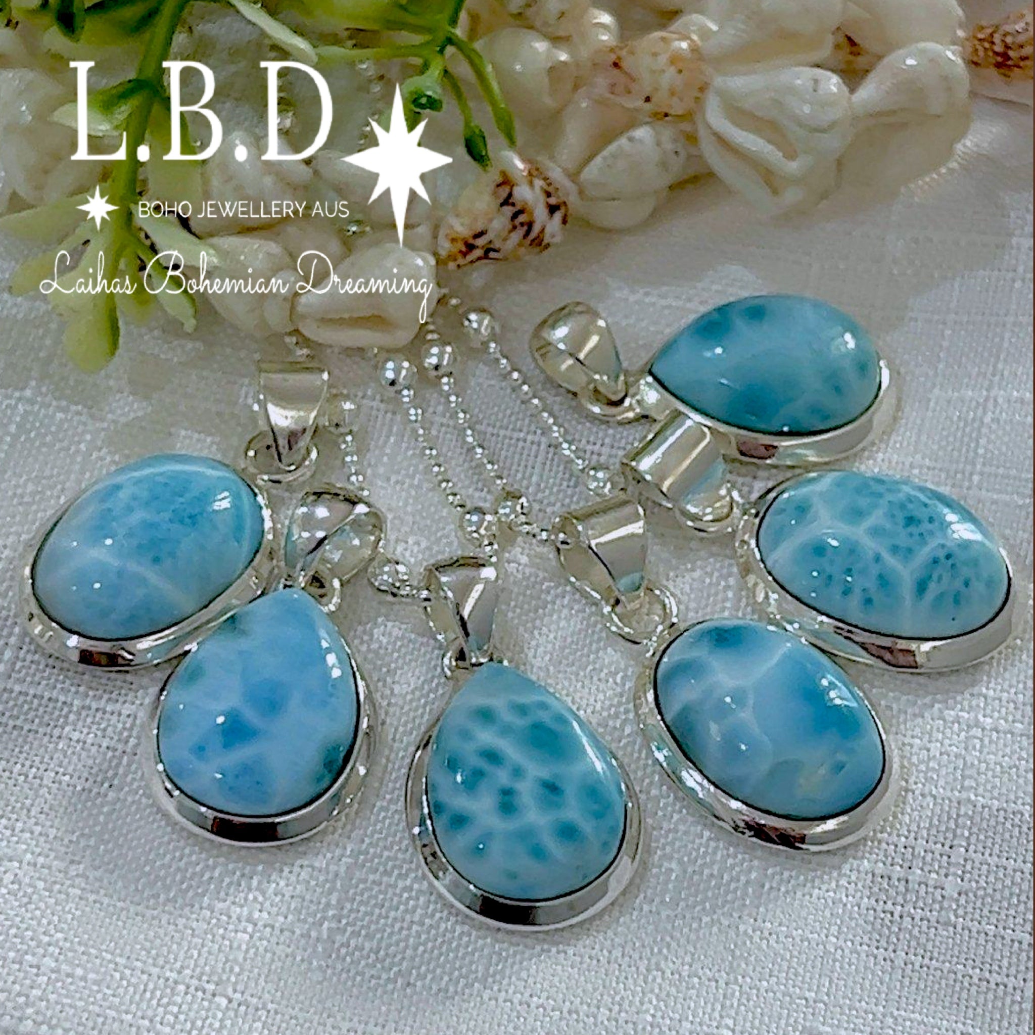 Laihas Classic Chic Raindrop Larimar Necklace - Elegant Blue Gemstone Jewelry for Women, Perfect for Weddings, Parties & Everyday Wear