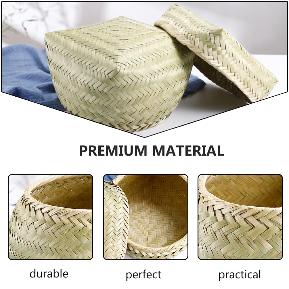 DOITOOL Bamboo Woven Bread Basket with Lid - Natural Handwoven Storage Basket for Bread, Snacks, Fruits & Vegetables | Perfect for Kitchen Counter, Dining Table, Picnic & Farmhouse Decor
