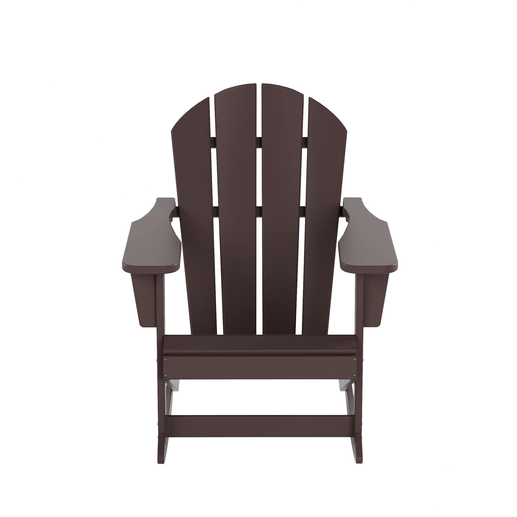 WO Home Furniture 3-Piece Patio Rocking Chair Set - Classic Outdoor Adirondack Rocker Chairs & Side Table in Dark Brown - Perfect for Backyard, Garden, Porch & Poolside Relaxation