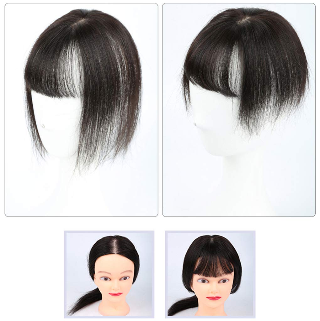 7x10cm Human Hair Toppers Clip in with Bangs - Mono Crown Topper Wiglet for Women, 14