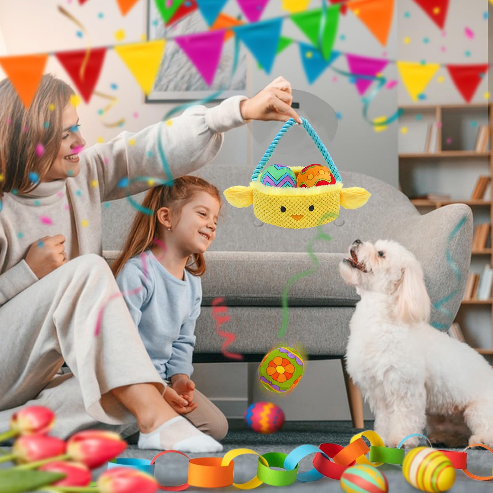 Easter Dog Toys - Interactive Squeaky Puzzle Toys with Crinkle Paper for Small & Medium Dogs | Hide & Seek Easter Basket Gifts for Boredom Relief & Mental Stimulation | Perfect for Easter Celebrations, Training Rewards & Playtime Fun