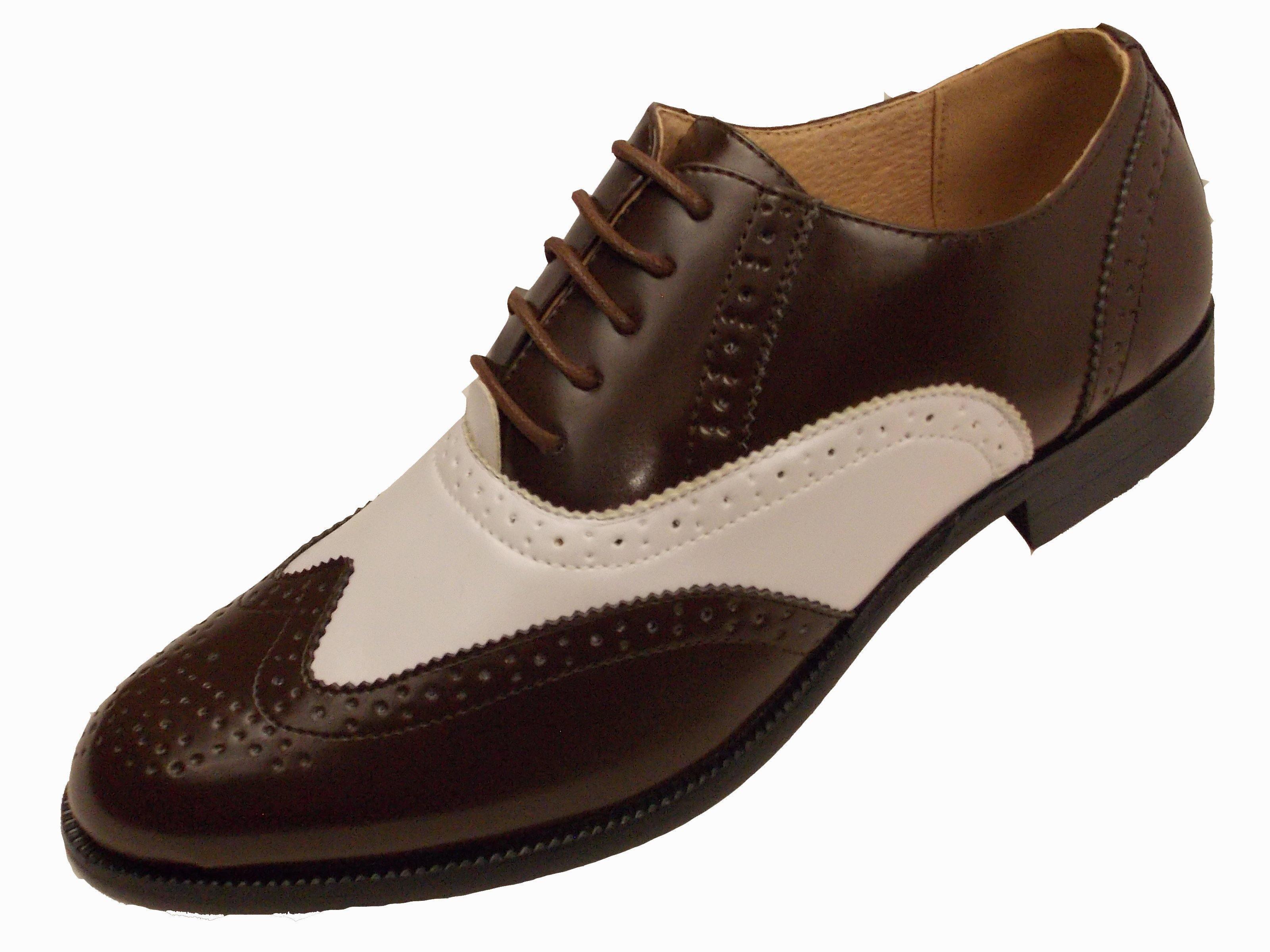 Majestic Men's Wingtip Two-Tone Oxford Dress Shoes - Brown & White Spectator Style for Formal Events & Business Attire