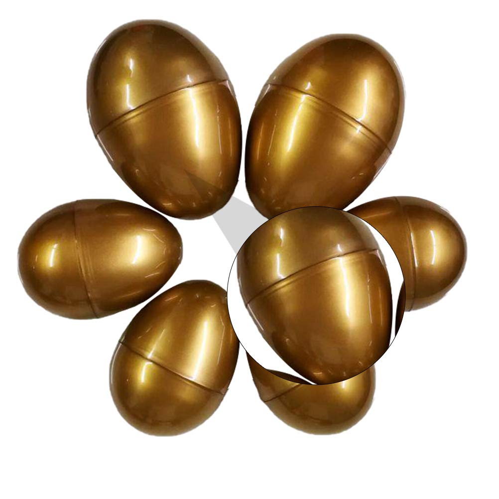 LUOZZY 6-Piece Plastic Easter Eggs - Empty Hollow Eggshells for Kids Easter Egg Hunt, DIY Decorations & Party Favors (Golden) - Perfect for Easter Celebrations, Classroom Activities & Spring Crafts