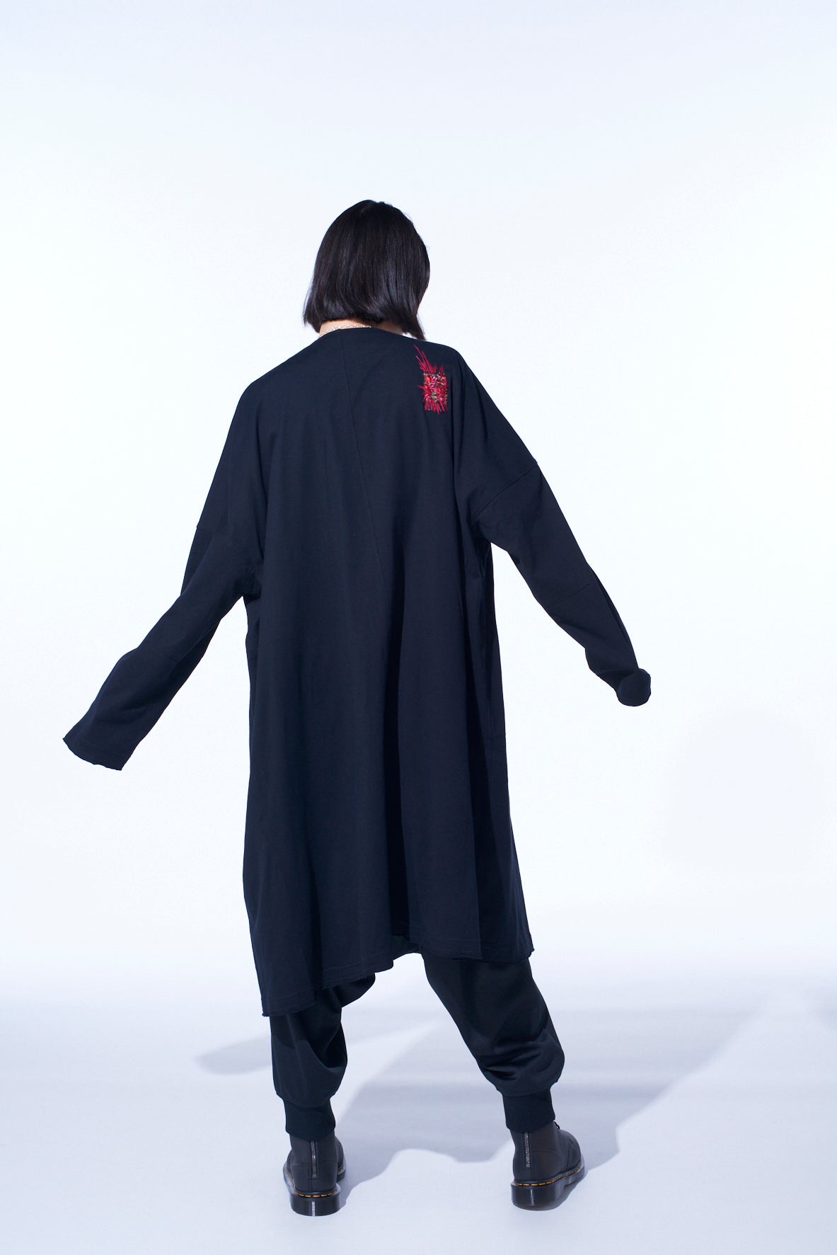 Classic Jersey Tyrolean Embroidery Collarless Long Cardigan for Women - Cozy Winter Sweater, Perfect for Casual Outfits & Layering