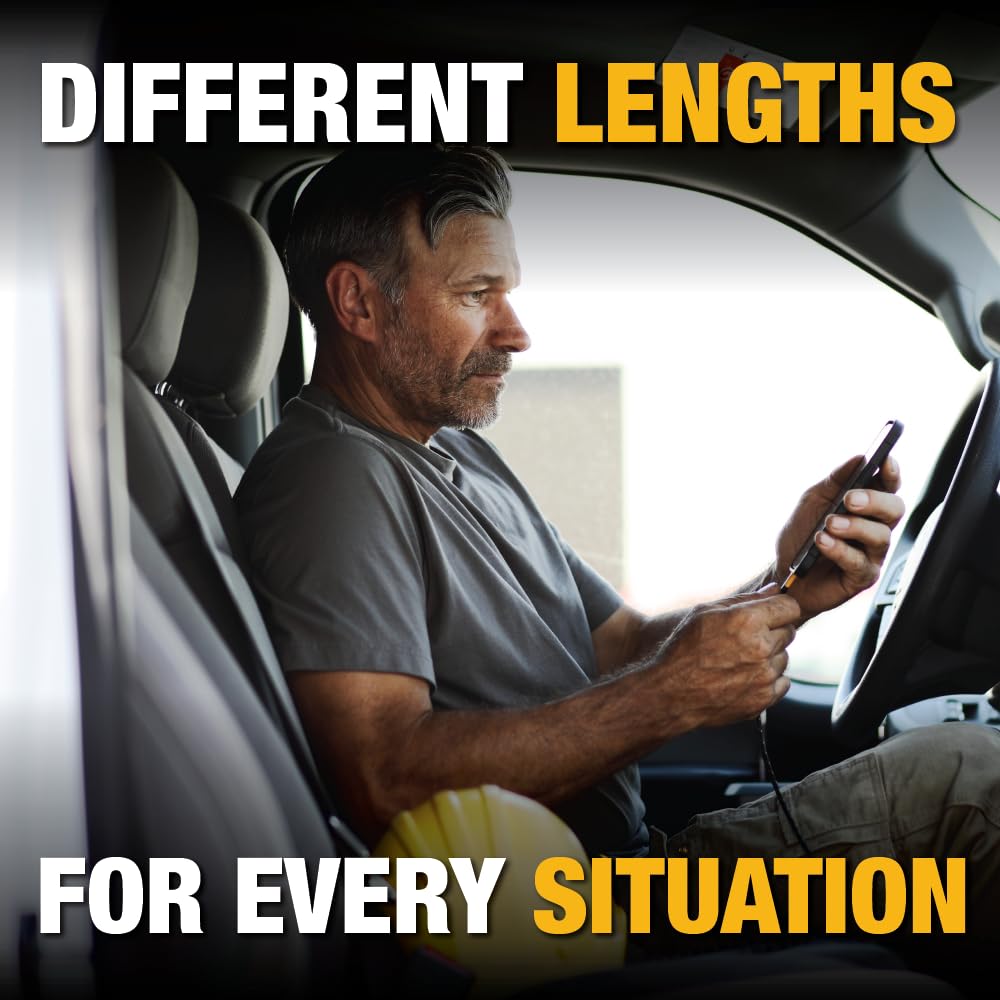 **Durable DEWALT Lightning to USB Cable - Reinforced Braided Charging Cord for iPhone 13/12/11/X/8 & More - Fast Charging & Sync (6ft, USB-A to Lightning) - Perfect for Home, Office & Travel**