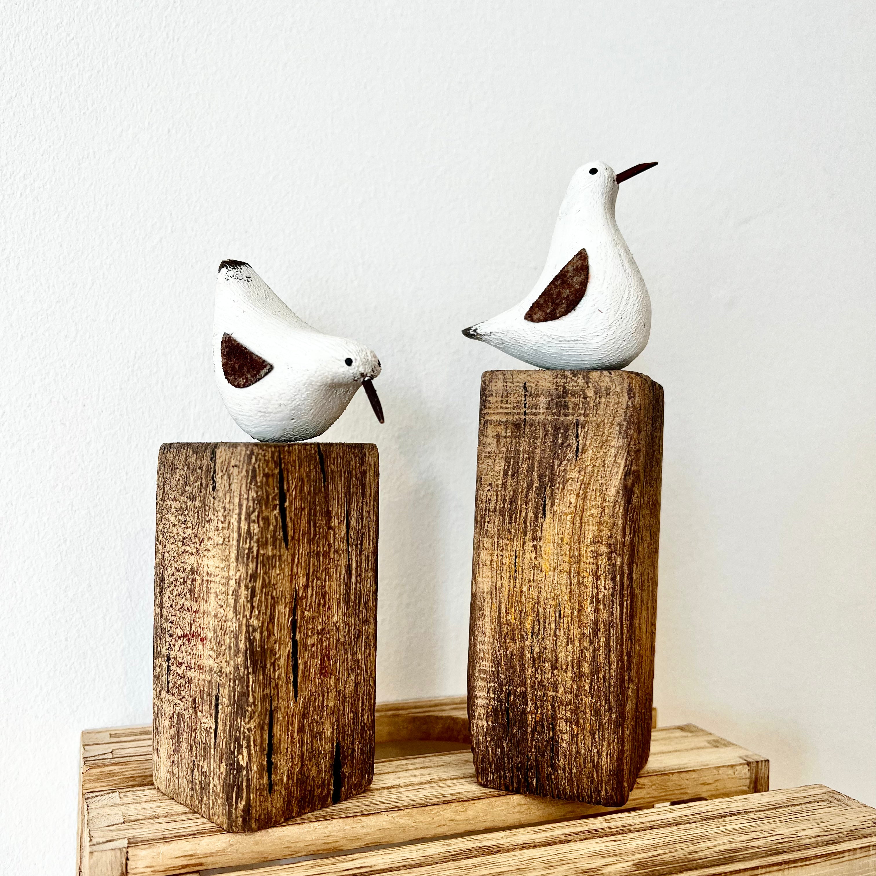 Pair of Seabirds on Driftwood Wall Art - Handmade Coastal Decor for Beach House, Living Room & Office - Nautical Themed Home Accent
