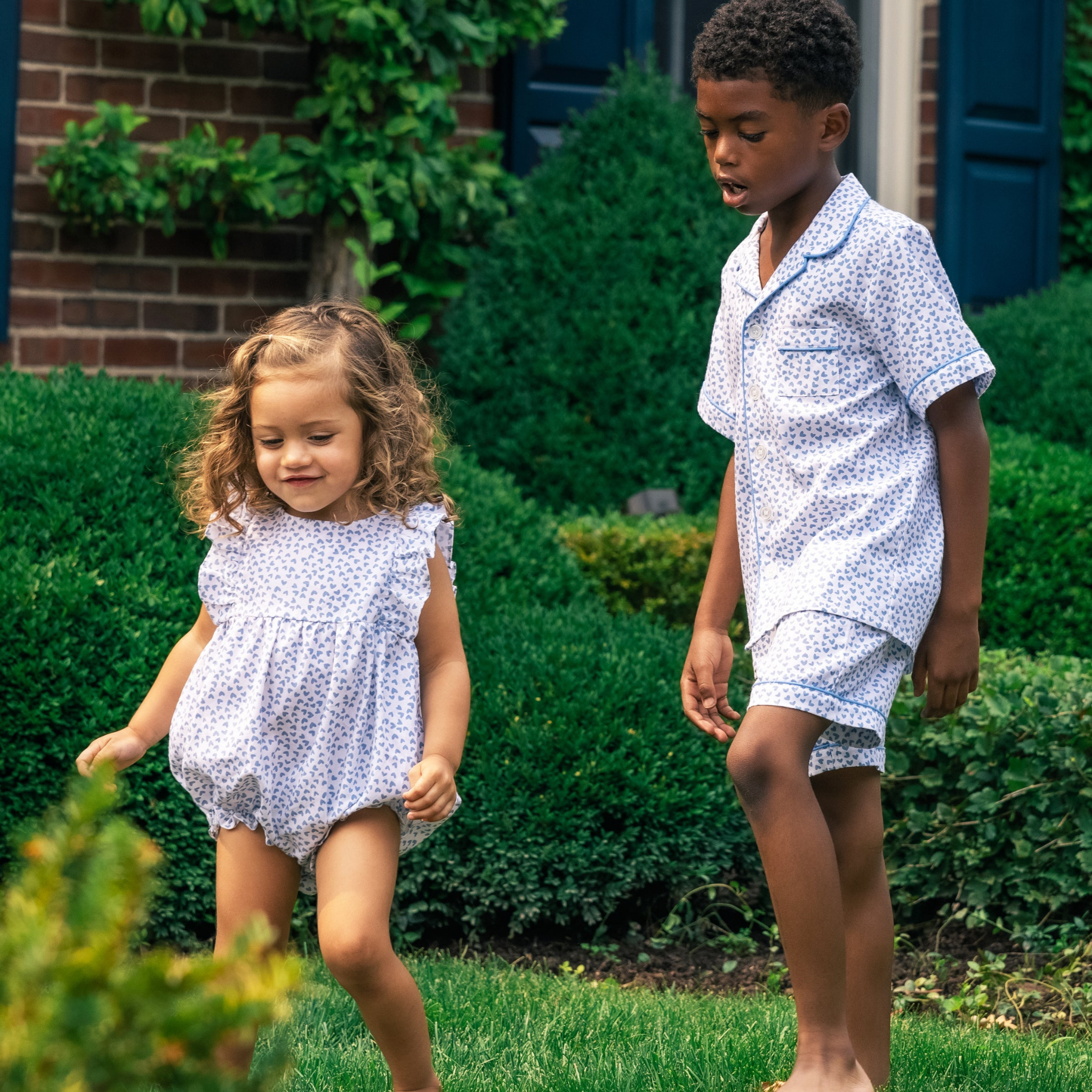 Blue Hearts Baby Twill Ruffled Romper - Soft & Comfortable Outfit for Newborns & Infants - Perfect for Playdates, Photo Shoots & Special Occasions