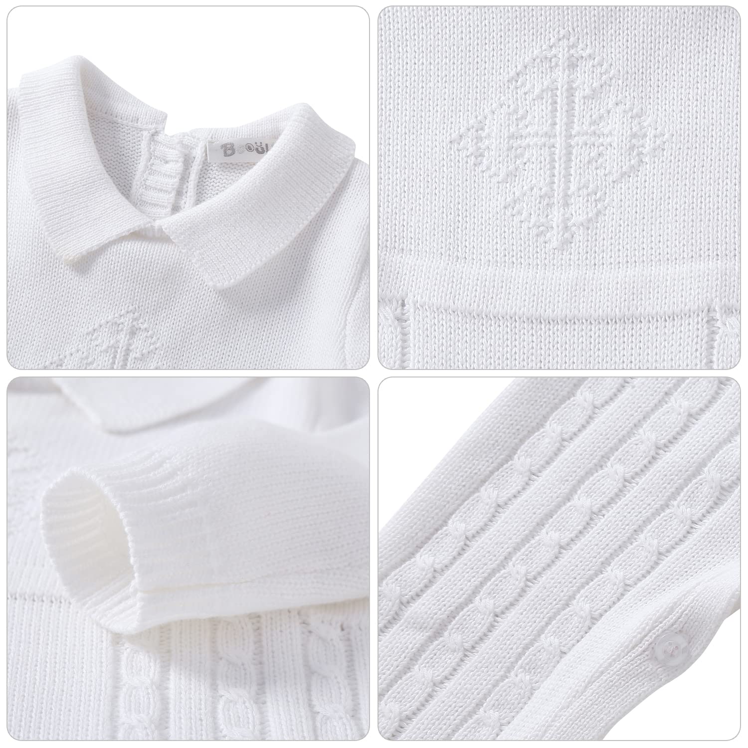 Booulfi Baby Boy's Christening Baptism Outfit Set - White Suit with Hat & Cross Detail for Newborn Baptism, First Communion & Special Occasions