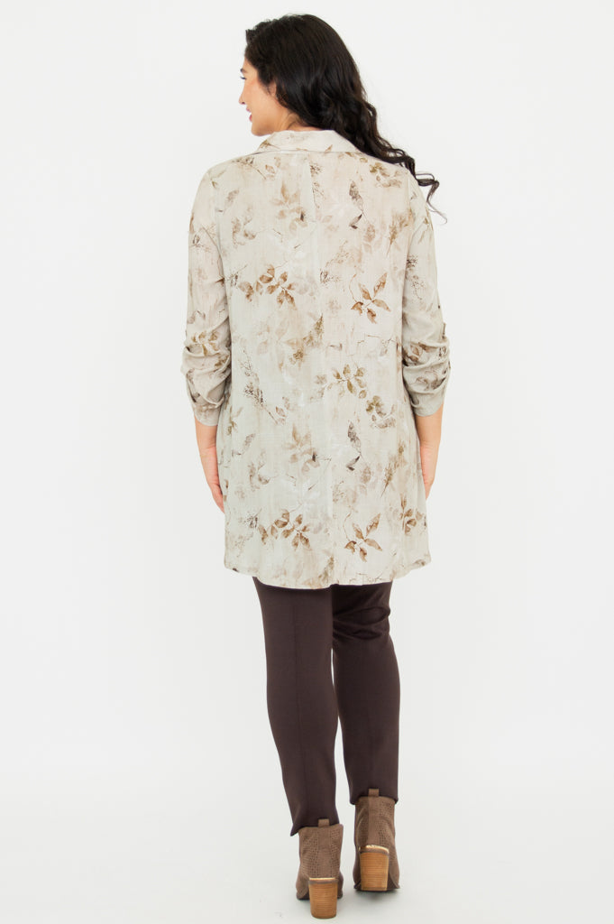 Celine Blouse Women's Linen Bamboo Shirt - Elegant Castle Print Top for Casual Wear, Office & Summer Outfits