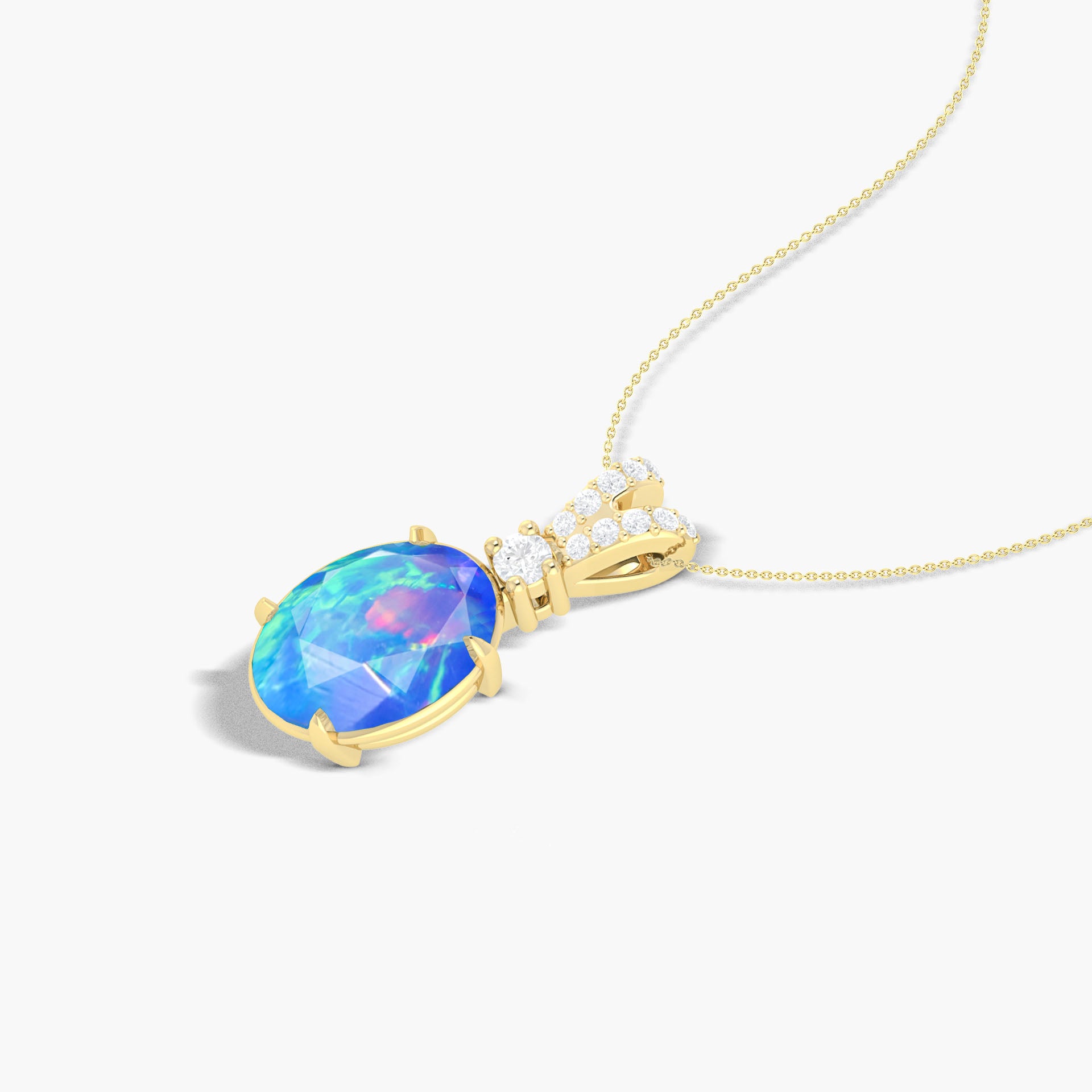 Blue Opal Gemstone Pendant Necklace - Elegant Handmade Sterling Silver Jewelry for Women | Perfect Gift for Birthday, Anniversary & Special Occasions