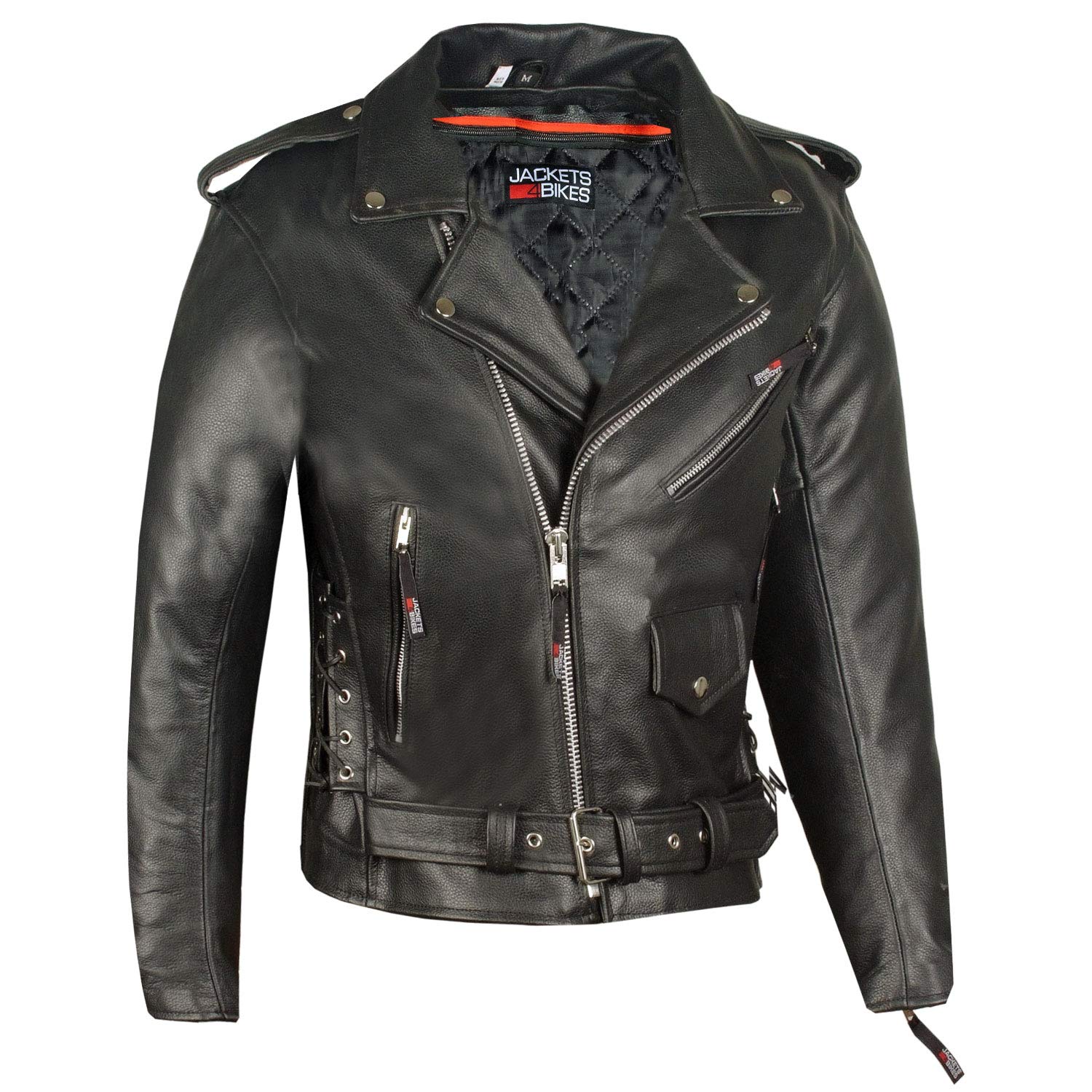 Premium Men's Real Buffalo Leather Motorcycle Jacket - ICONIC Brando Biker Jacket with Side Laces & Concealed Carry Pockets, All-Season Black XL - Perfect for Riding, Casual Wear & Outdoor Adventures