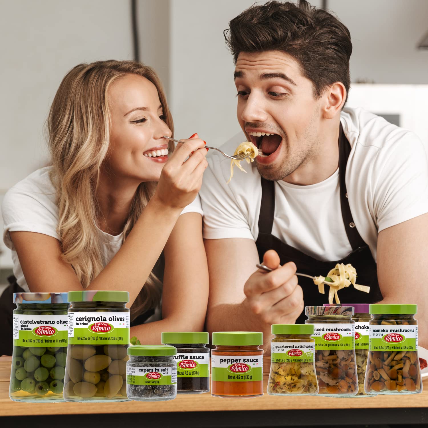 Fratelli D'Amico - Cerignola Green Olives in Brine, 25.7 oz (730g) Family Size Jar | Non-GMO, Italian Imported Olives | Perfect for Salads, Charcuterie Boards & Mediterranean Recipes