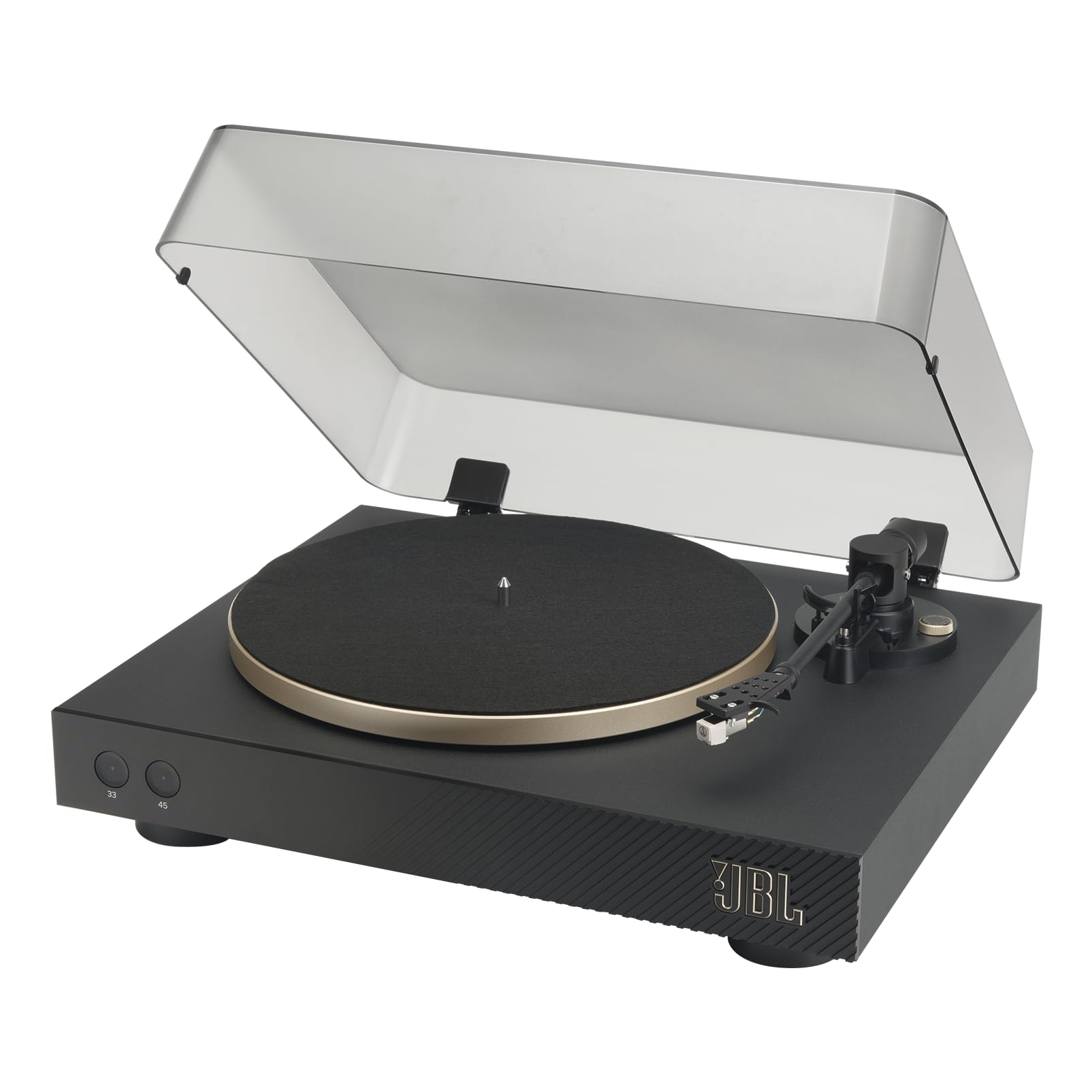 JBL Spinner Bluetooth AptX-HD Turntable with Built-in Speakers & Headphone Jack - Wireless Vinyl Record Player for Home & Studio (Black/Gold, UK Plug Type G) - Perfect for Audiophiles, DJs & Vintage Music Lovers