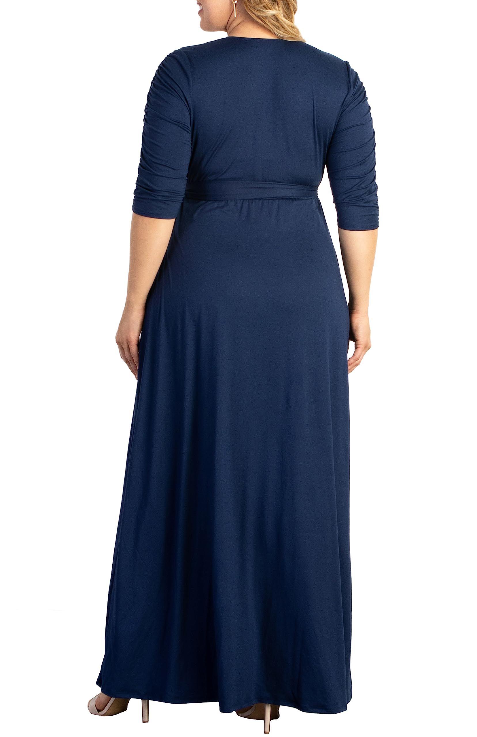 Kiyonna Plus Size Meadow Dream Maxi Dress for Women - Elegant Long Wrap Dress for Wedding Guest, Cocktail Party, Office Work & Casual Outings | Perfect for Special Occasions & Everyday Wear