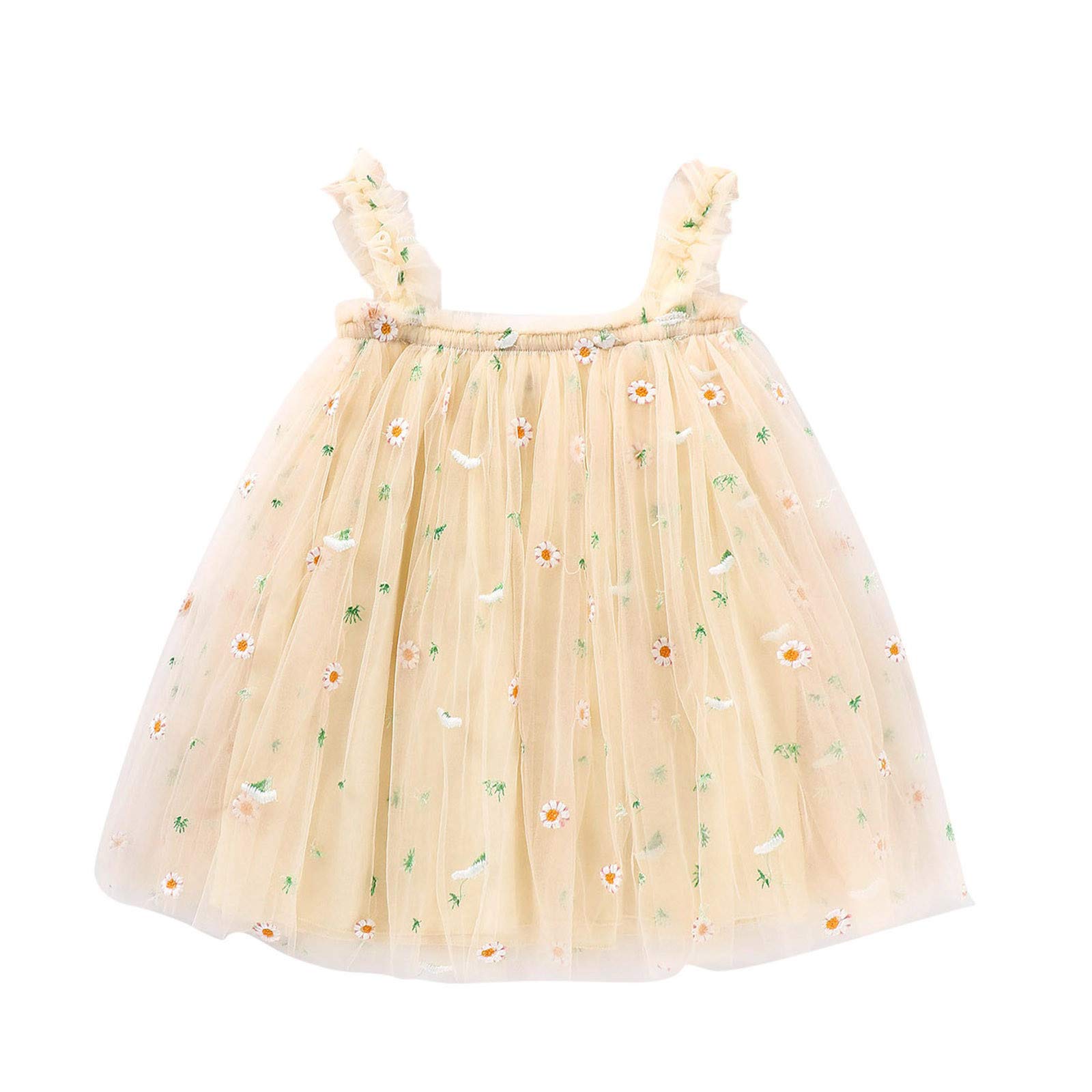 Toddler Girl Sunflower Suspender Tulle Princess Dress - Sleeveless Baby Girl Outfit for Birthday, Party & Photo Shoots