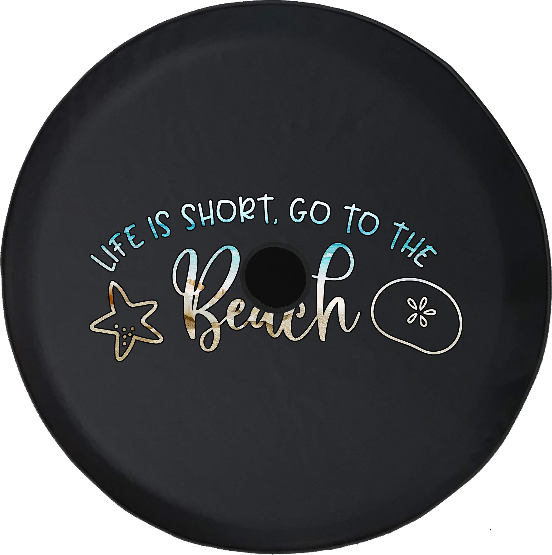 32 Inch Beach Starfish Sand Dollar Black Spare Tire Cover with Backup Camera Hole - Waterproof SUV & Truck Tire Accessories for Off-Road, Camping & Beach Adventures