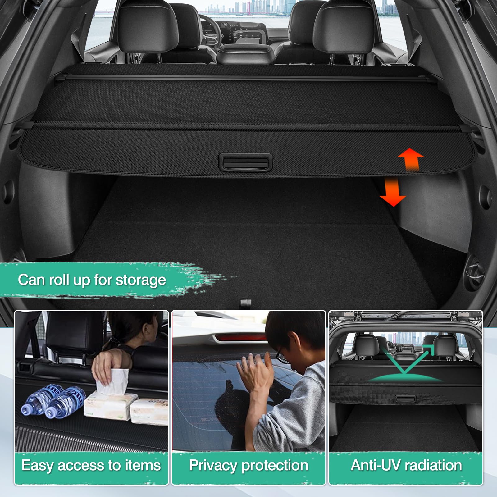 2025 Chevy Chevrolet Equinox Cargo Cover - Retractable Trunk Shade, No Gap Luggage Protector for Privacy & Security | Perfect for Road Trips, Grocery Hauling & Outdoor Adventures