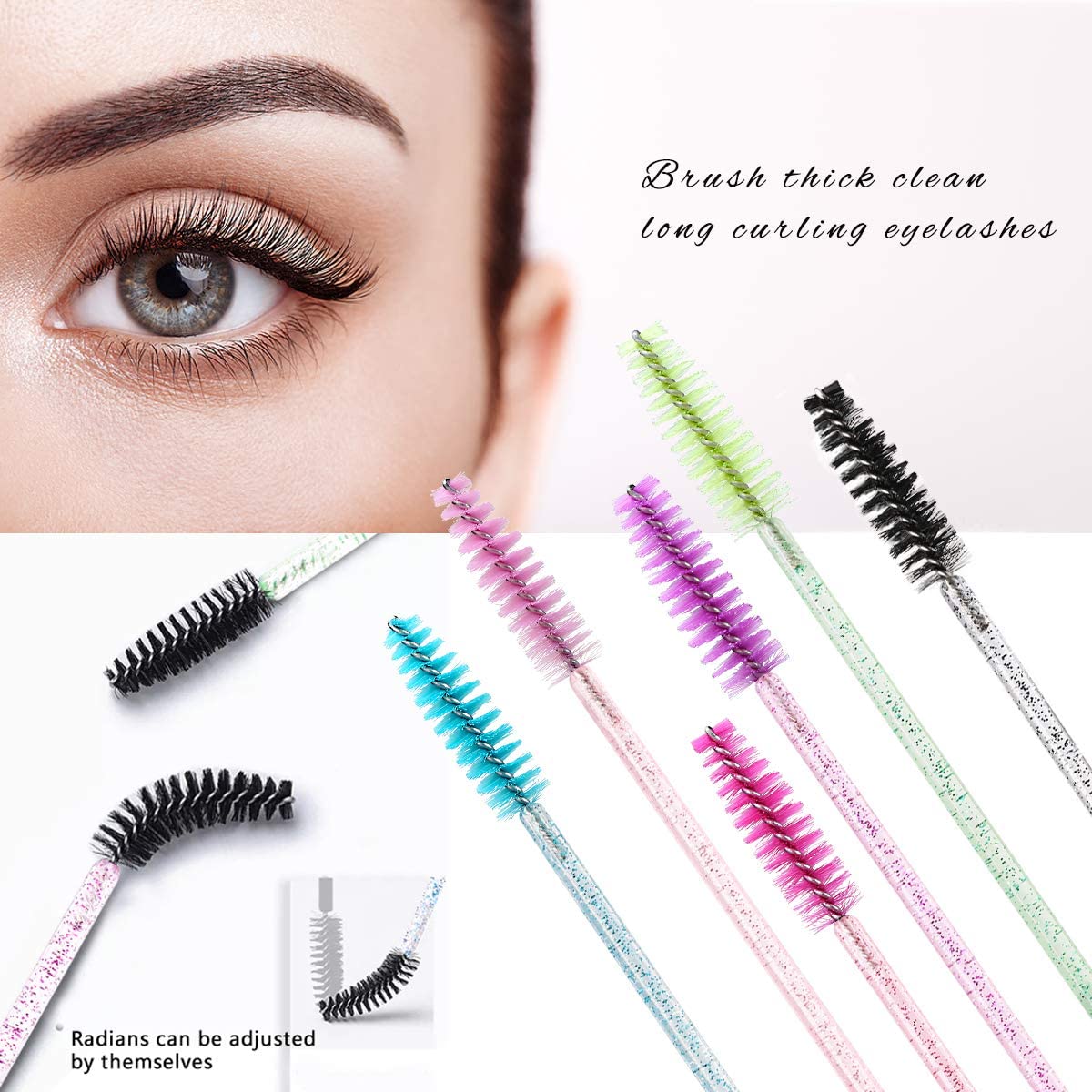 MYYNTI Professional Eyelash Mascara Brushes & Eyebrow Applicator Kit - 50pcs Multicolor Spoolie Wands for Lash Extensions & Makeup Application | Perfect for Salon Professionals, DIY Beauty & Home Use