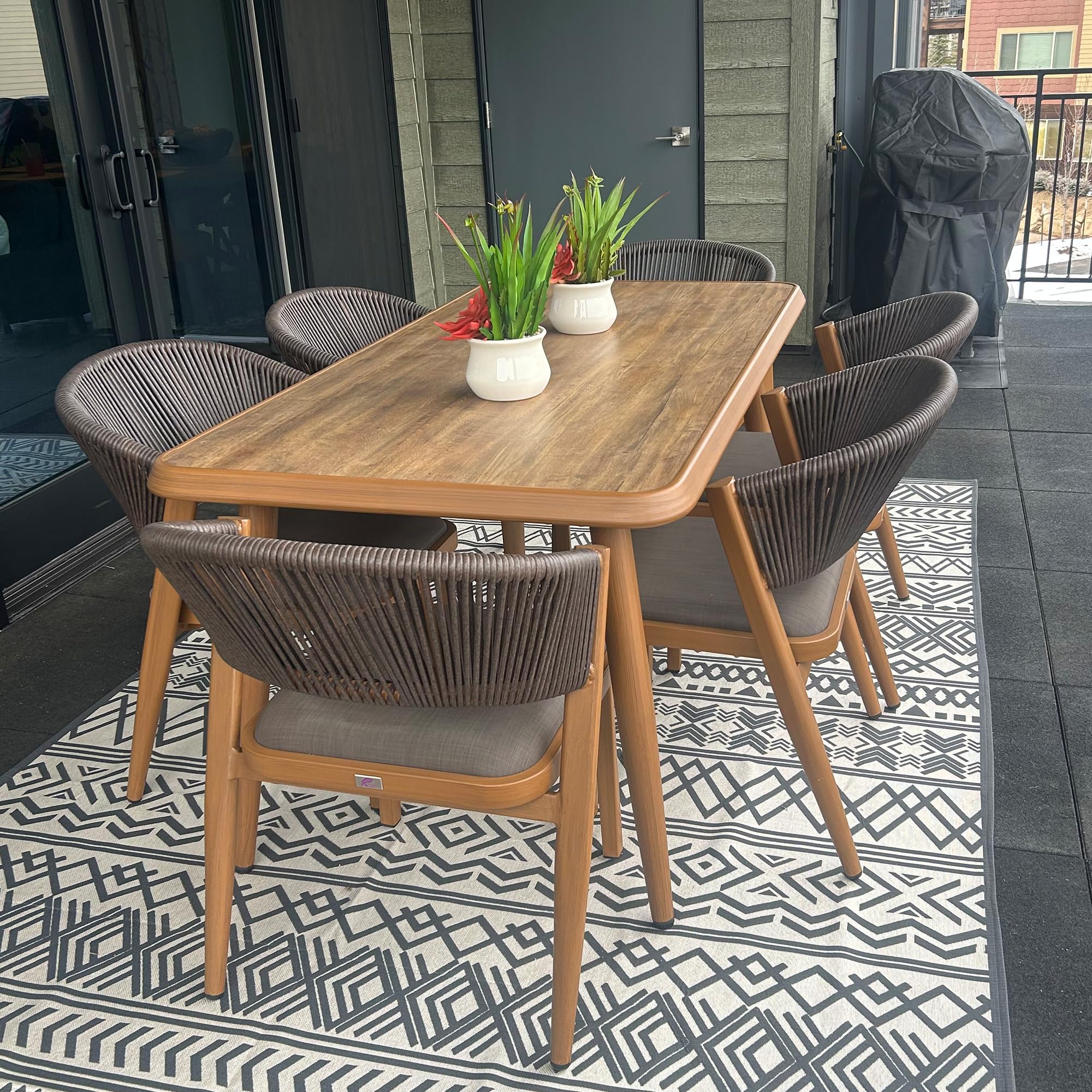 PURPLE LEAF 2-Piece Patio Dining Set - All-Weather Wicker Chairs with Aluminum Frame & Cushions for Outdoor Dining - Perfect for Lawn, Garden, Backyard & Deck (Brown) | Ideal for Al Fresco Meals, Poolside Relaxation & Entertaining Guests