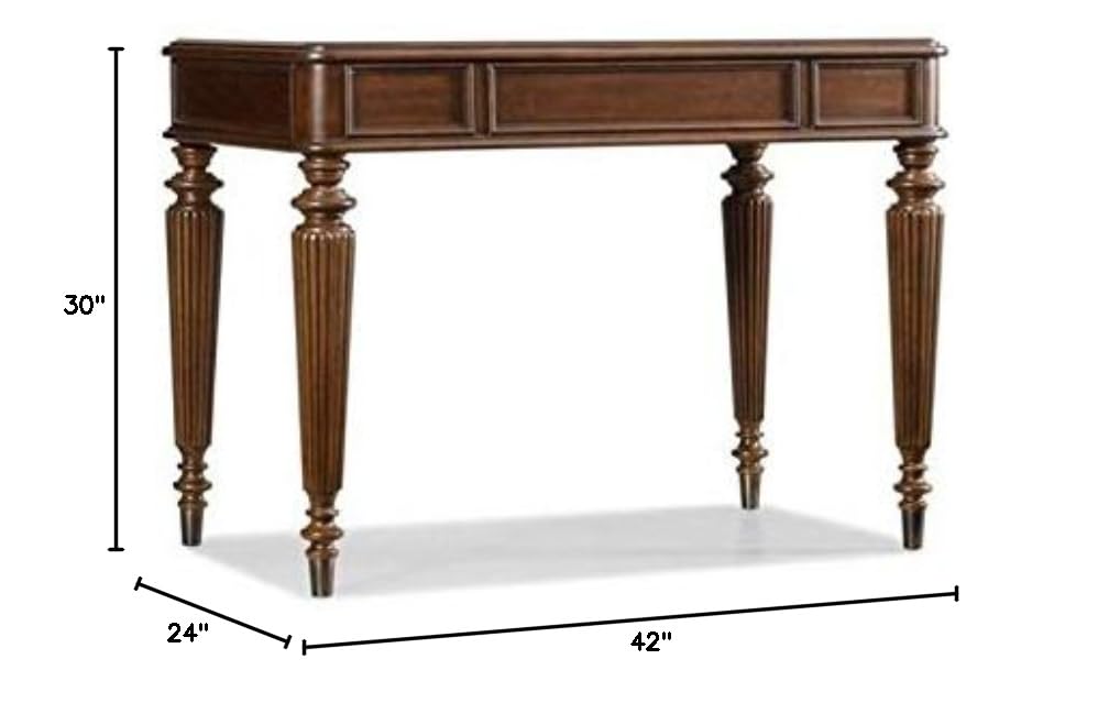 BOWERY HILL Traditional Cherry Hardwood Computer Desk with Park Legs - Perfect for Home Office, Study Room & Workspace
