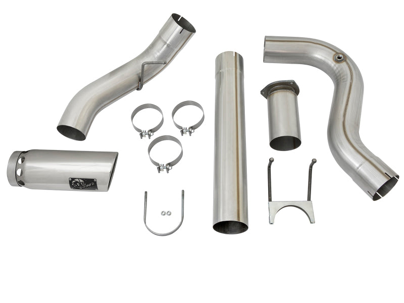 aFe ATLAS 5-Inch DPF Back Aluminum Steel Exhaust System with Polished Tip for 2017 Ford F250 F350 F450 Super Duty Diesel Trucks 6.7L V8 - Improved Performance & Sound for Towing, Off-Road & Daily Driving