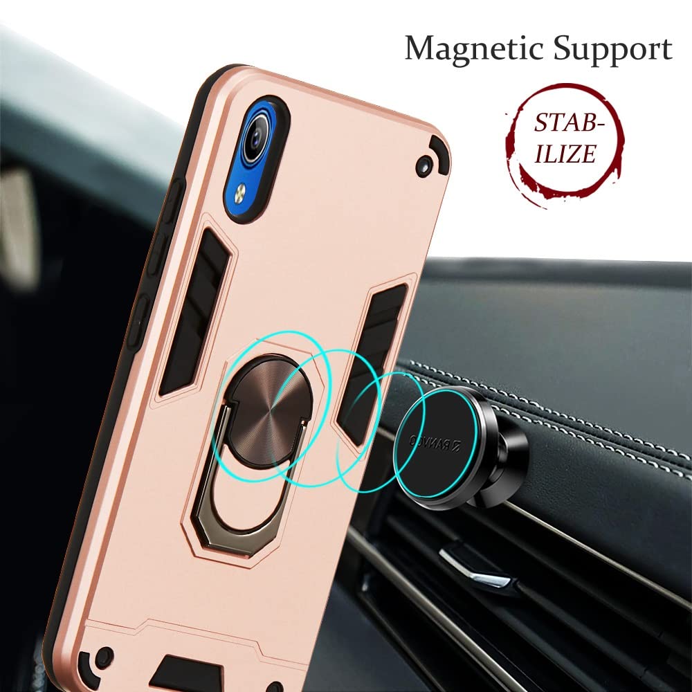 Ultra Slim Shockproof Phone Case for Vivo Y91c/Y93/Y91i/Y90 (India) - Military-Grade Protection with Magnetic Car Mount & Kickstand Holder - Durable Back Cover for Vivo Smartphones - Perfect for Driving, Work, and Everyday Use