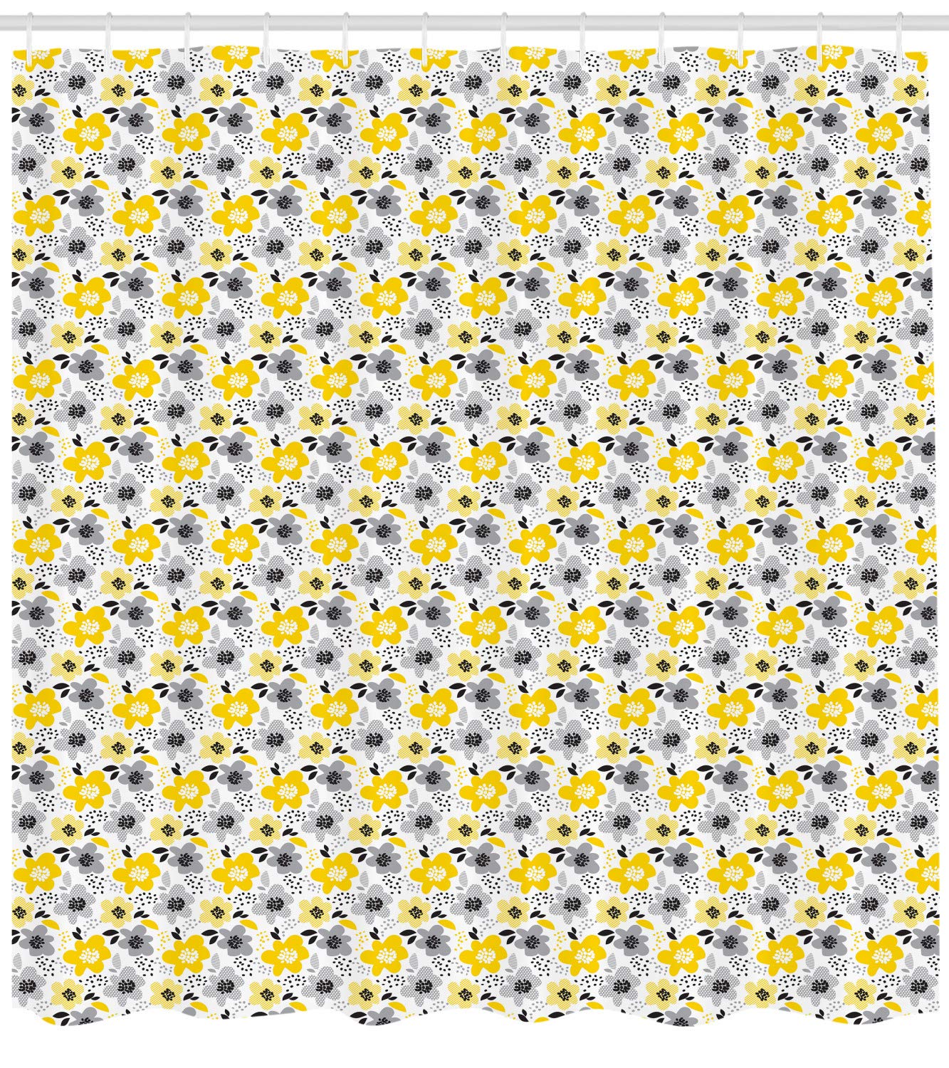 Ambesonne Floral Shower Curtain - Modern Abstract Flower Design with Dots, Stripes & Petal Patterns | Extra Wide 105