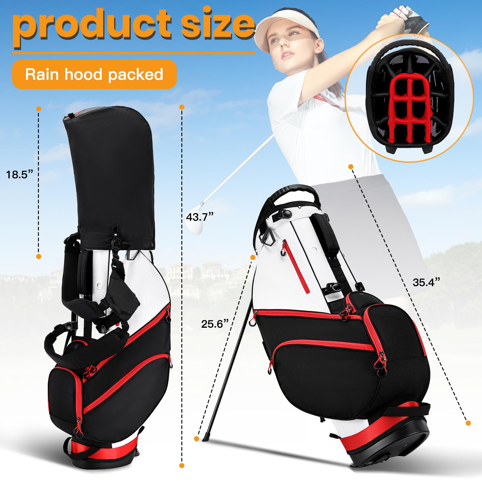 **Lightweight Golf Stand Bag for Men - 14-Way Divider, 7 Zippered Pockets, Dual Strap & Rain Cover - Perfect for Walking the Course or Range Practice**