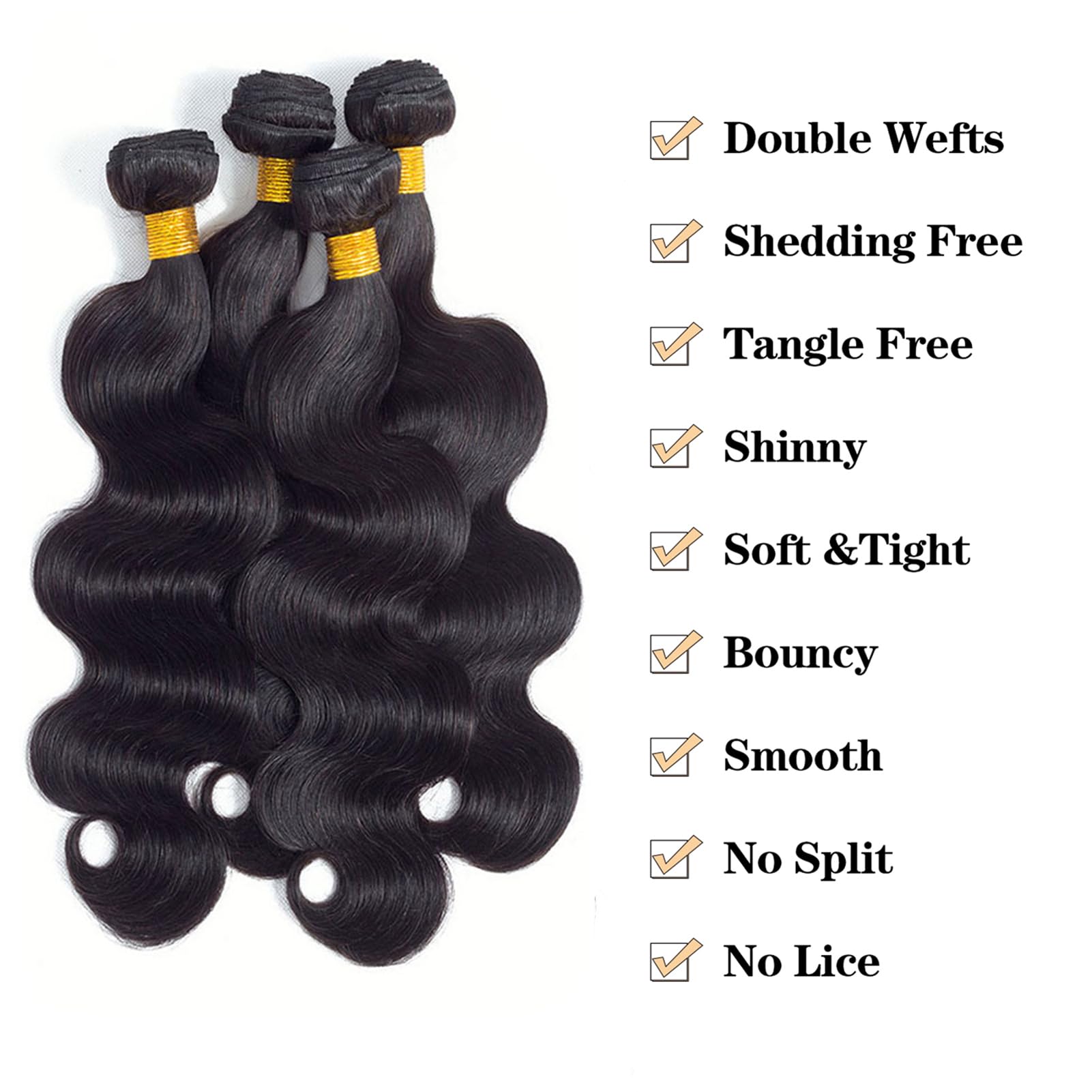 12A Brazilian Virgin Human Hair Bundles - 100% Unprocessed Body Wave Weave (14